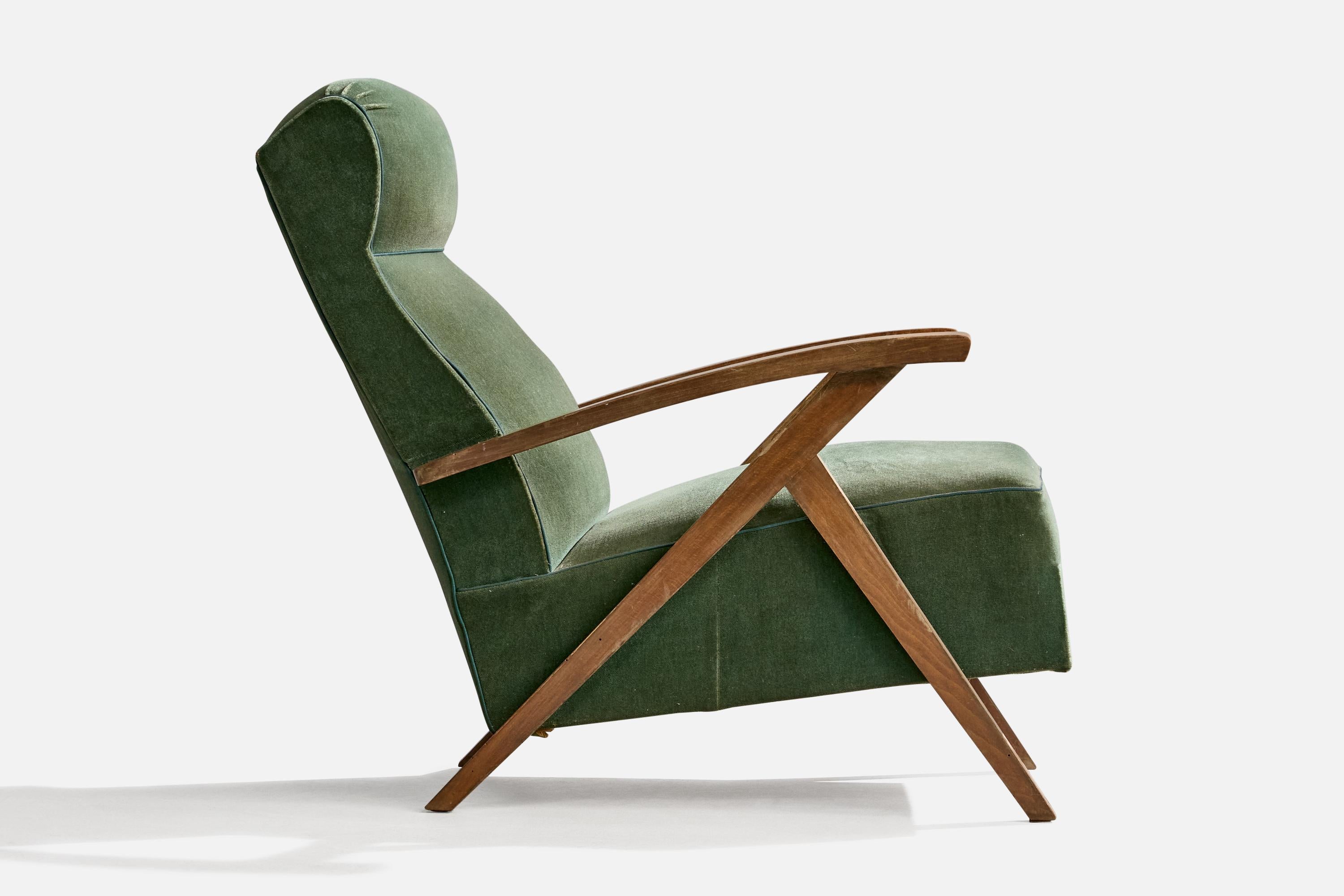 French Designer, Lounge Chairs, Wood, Fabric, France, 1950s For Sale 2