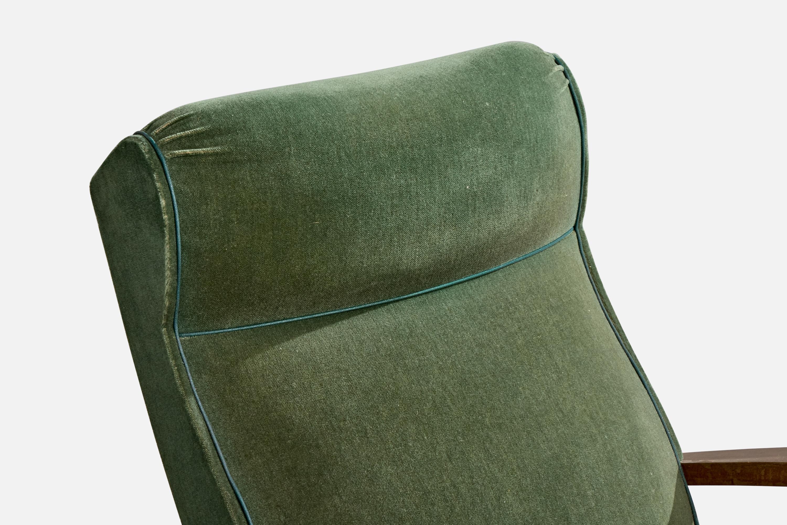 French Designer, Lounge Chairs, Wood, Fabric, France, 1950s For Sale 4