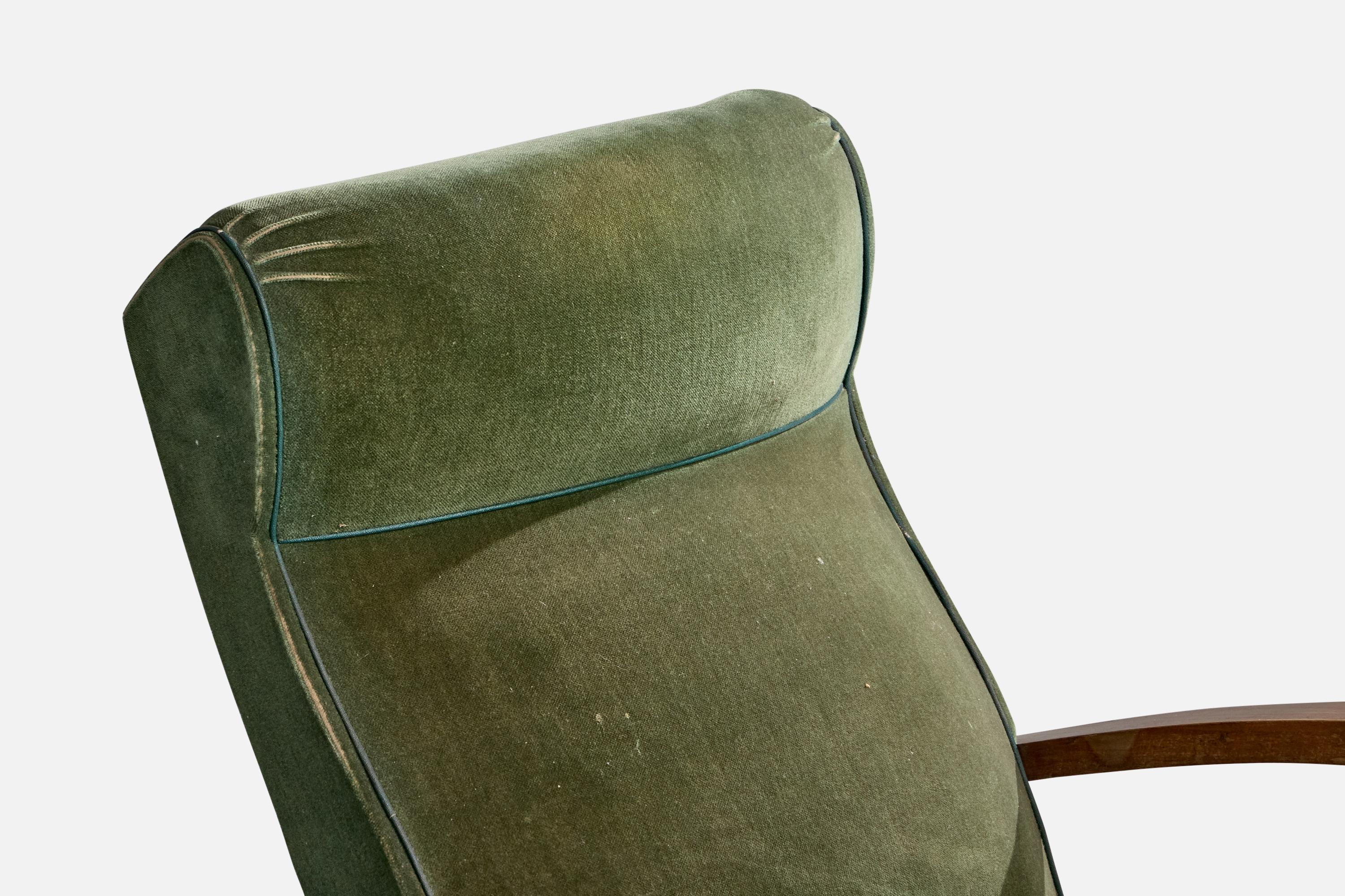 French Designer, Lounge Chairs, Wood, Fabric, France, 1950s For Sale 4