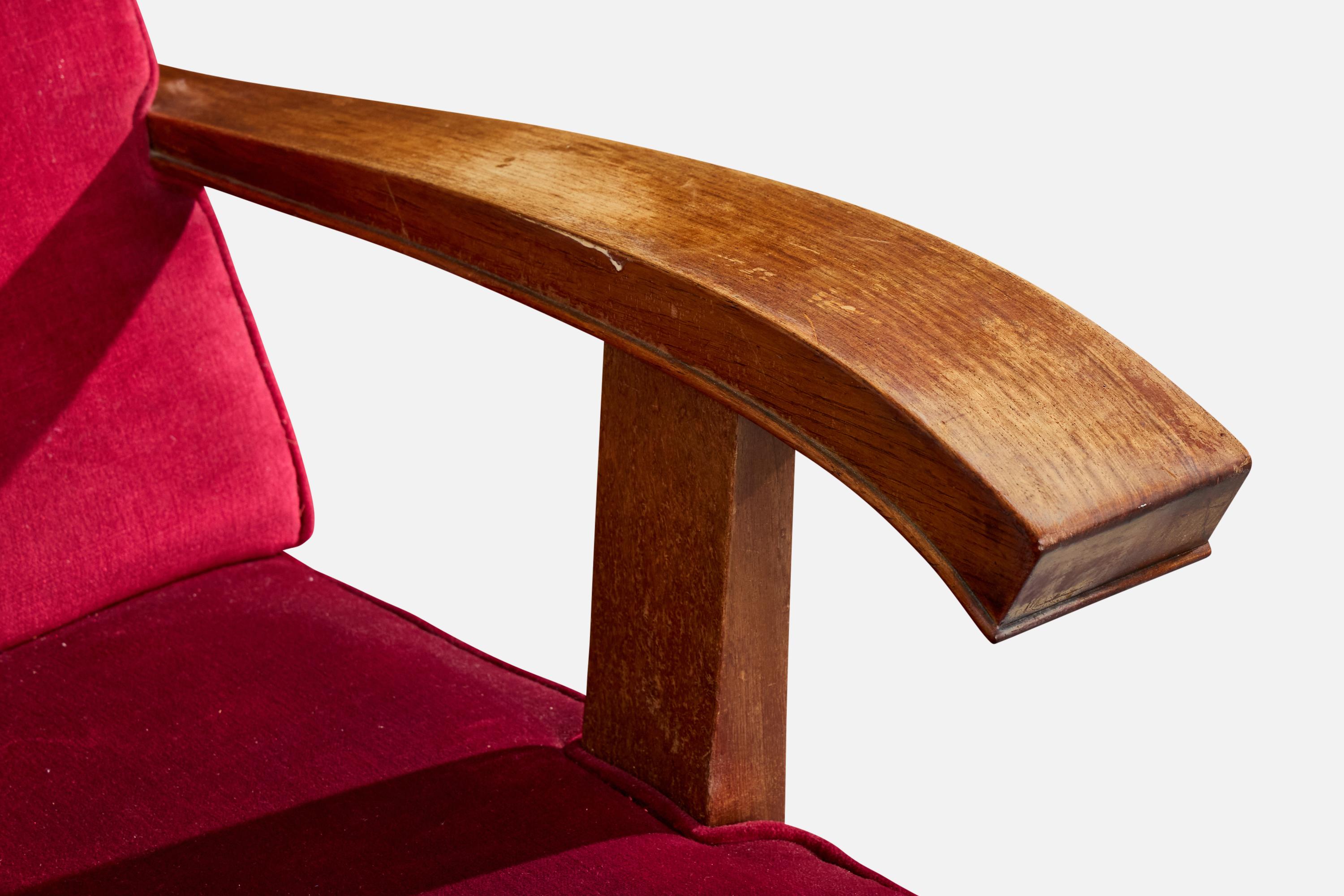 Designer français, chaises longues, Wood, velours, France, années 1930 en vente 4