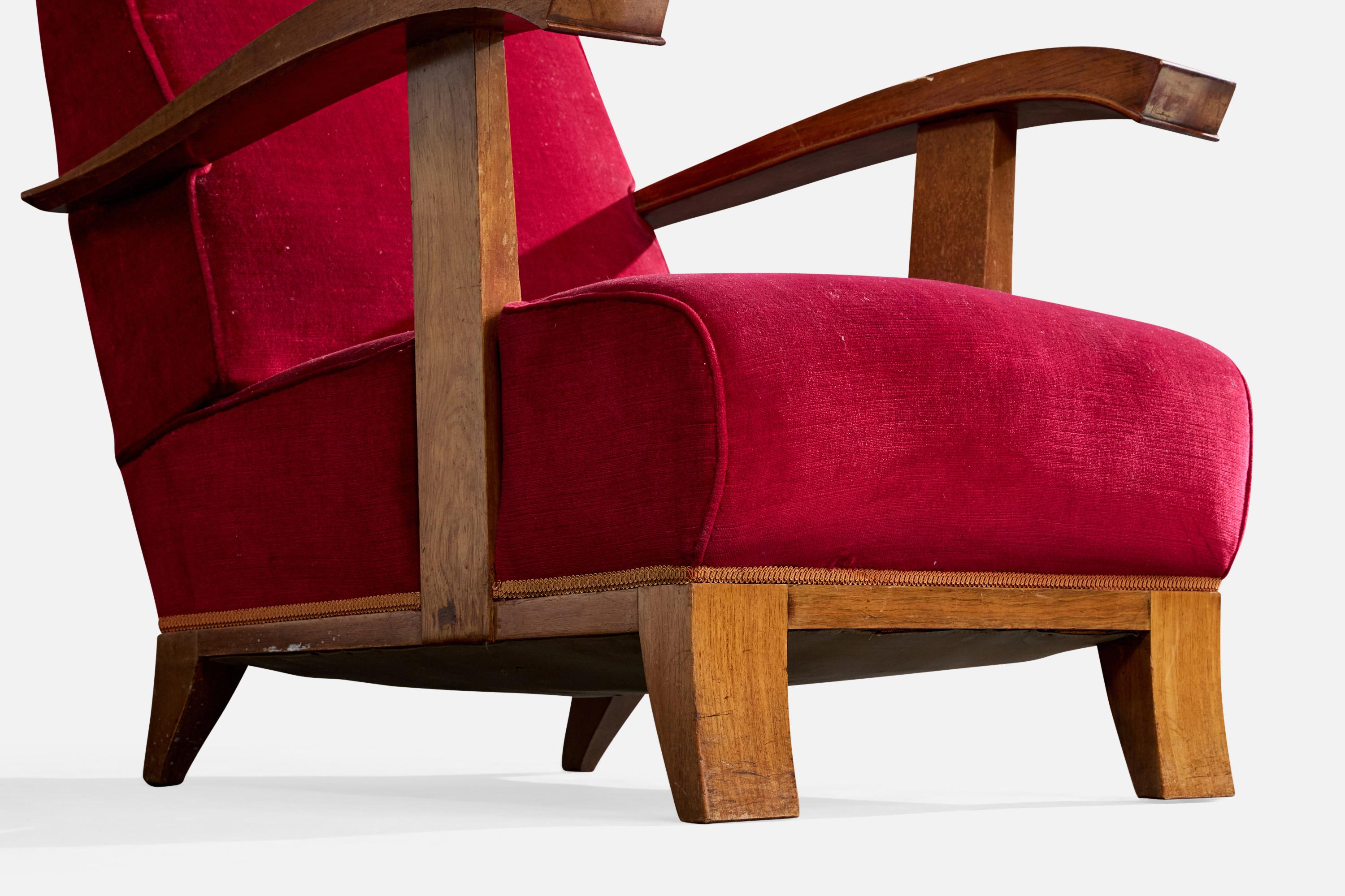 Designer français, chaises longues, Wood, velours, France, années 1930 en vente 6
