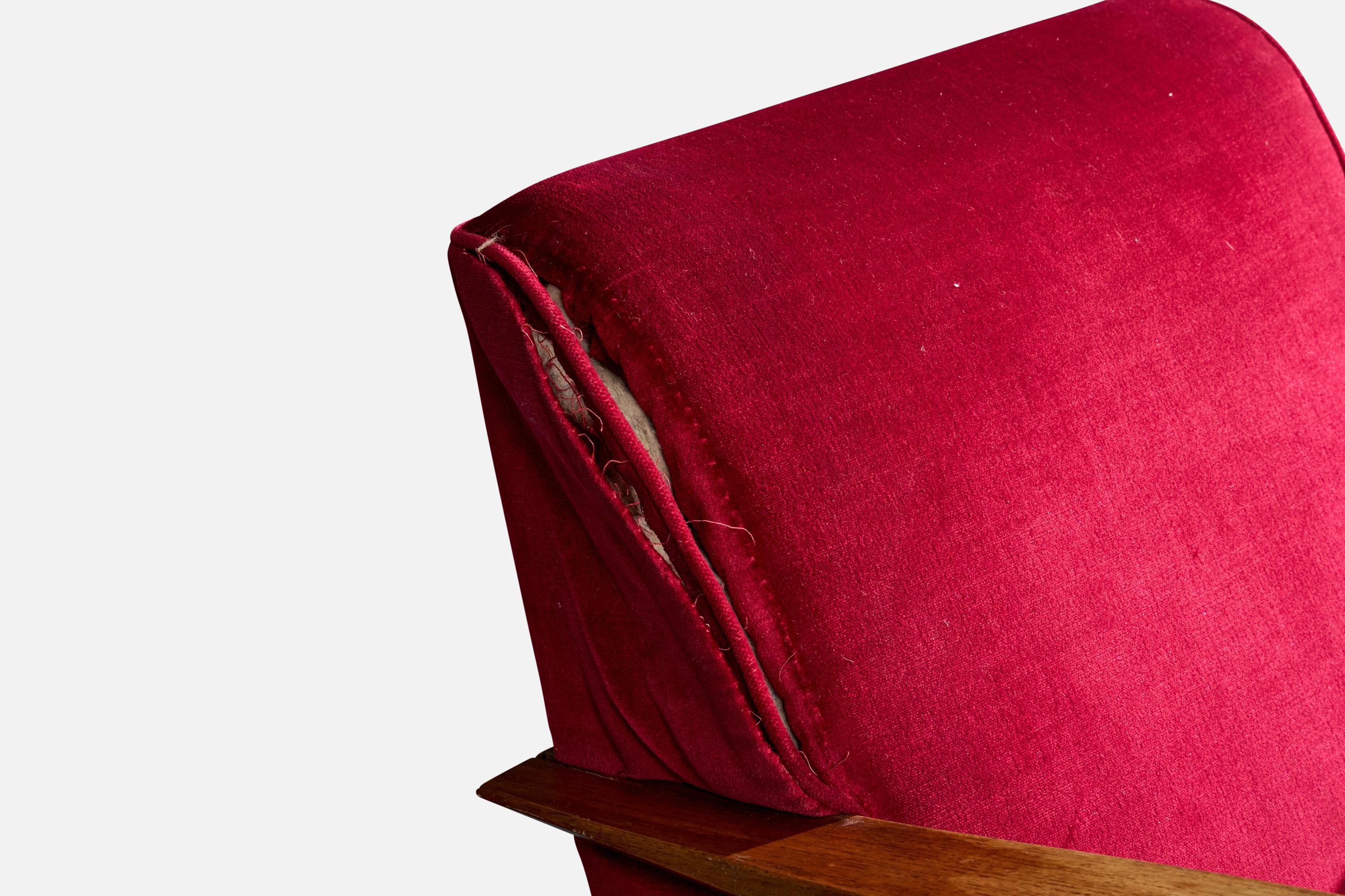 Designer français, chaises longues, Wood, velours, France, années 1930 État moyen - En vente à High Point, NC