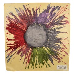 French Designer Maggy Rouff Silk Scarf Multicolor 1960s Floral Print