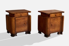 French Designer, Nightstands, Wood, France, 1930s