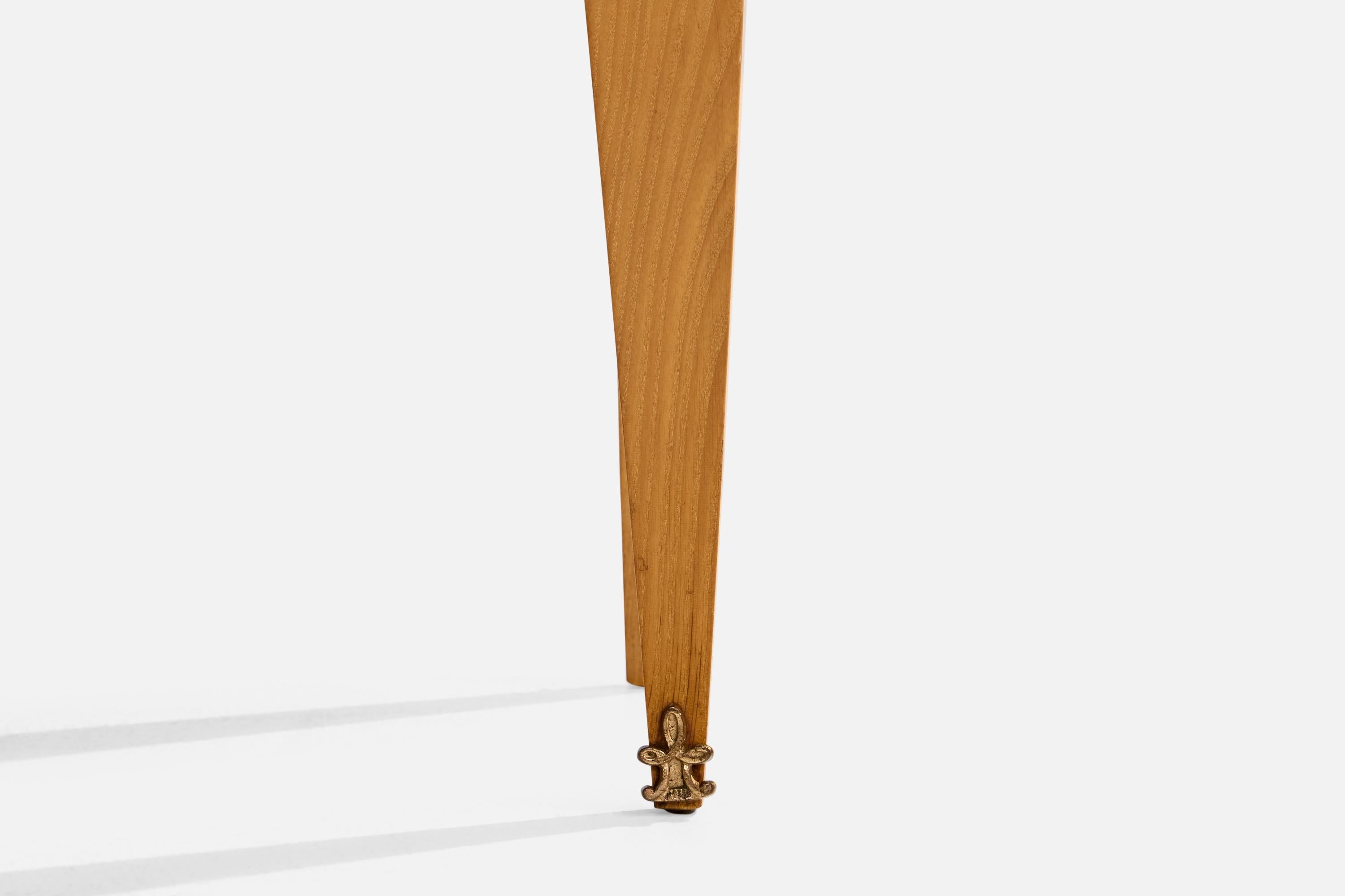 Comodini di design francese, Wood, Specchio, Ottone, Francia, 1957 in vendita 5