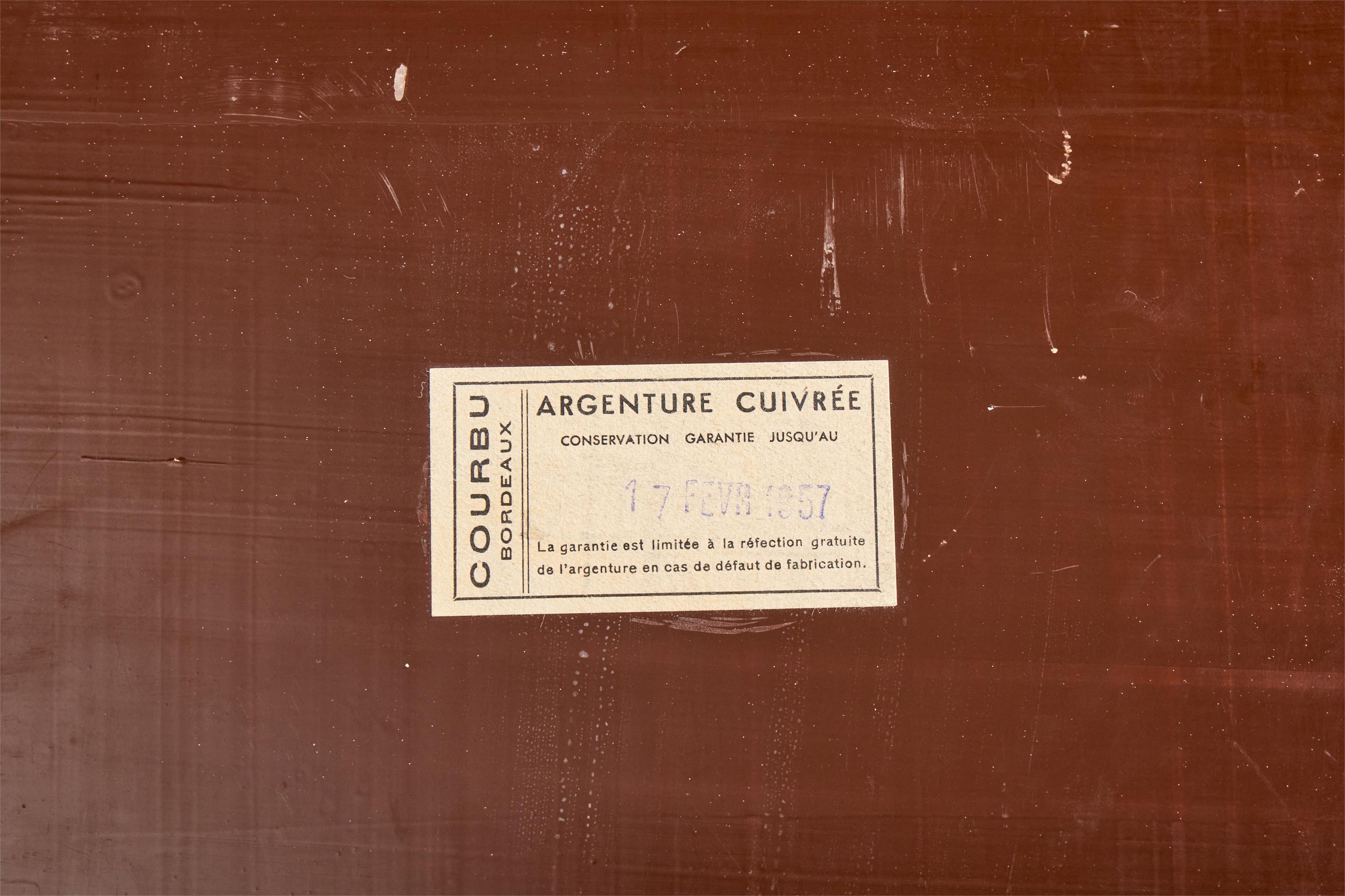 Comodini di design francese, Wood, Specchio, Ottone, Francia, 1957 in vendita 6