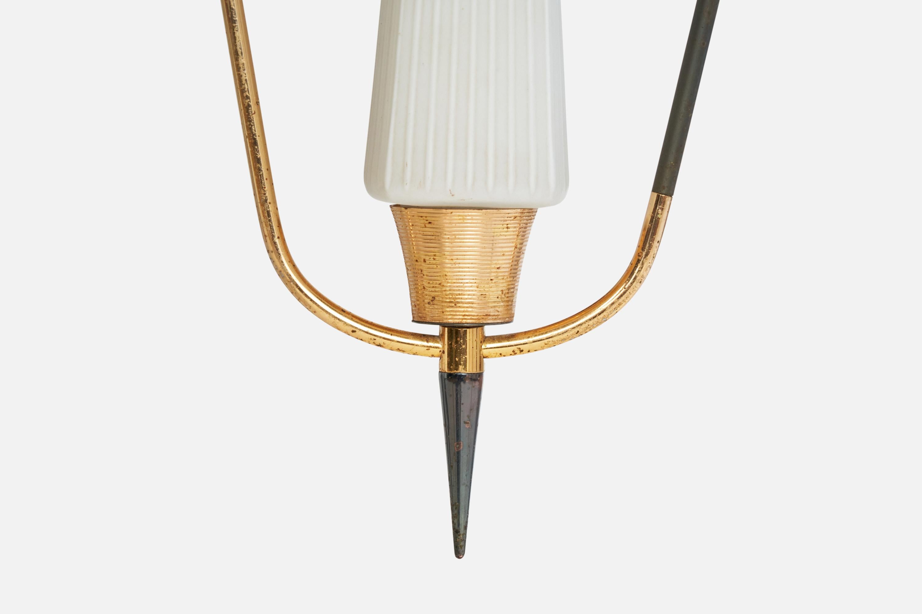 Metà XX secolo Ciondolo di design francese, Ottone, Metallo, Vetro, Francia, anni '50 in vendita