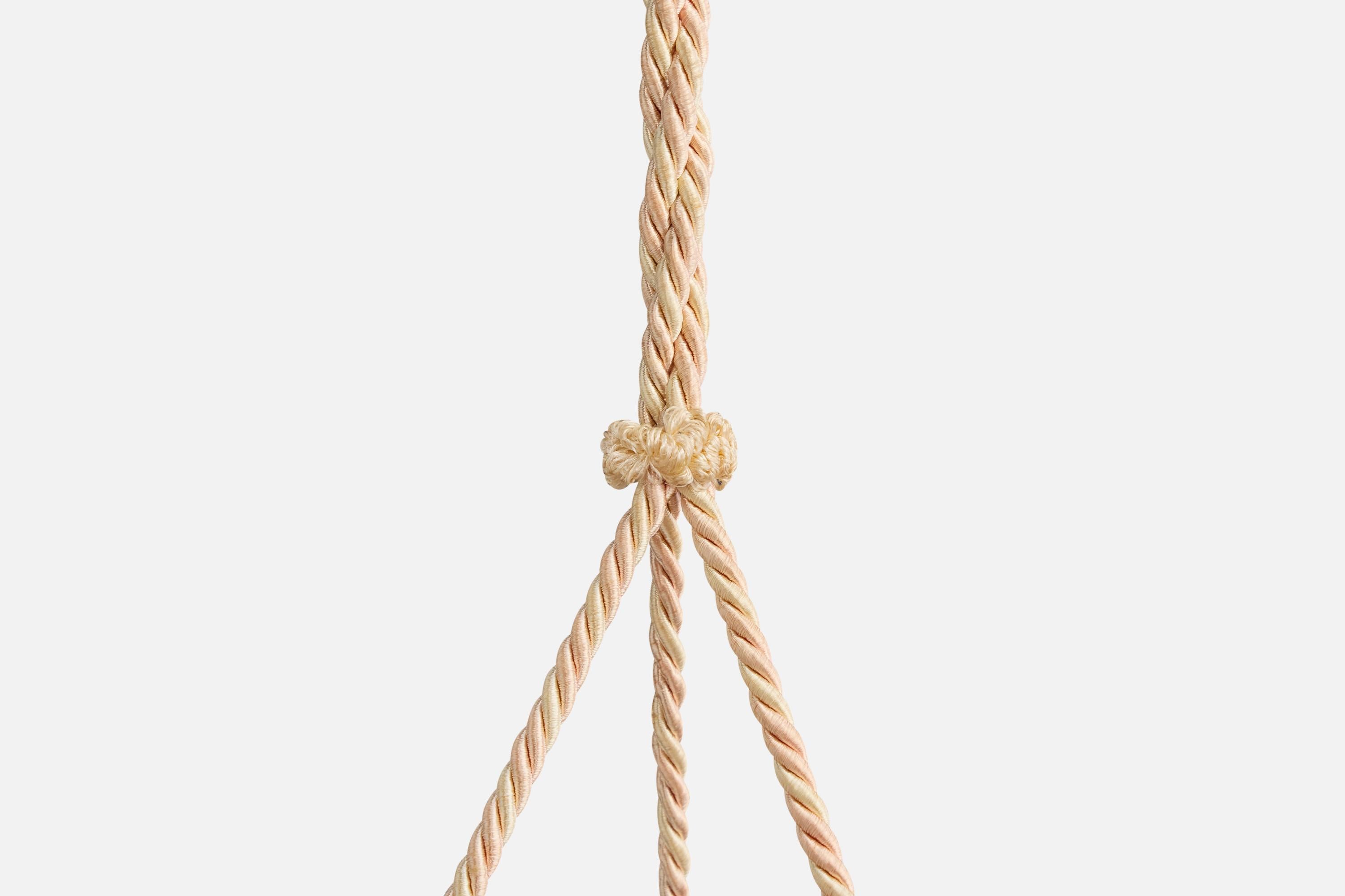 Ottone Designer francese, luce a sospensione, alabastro, corda, ottone, Francia, anni '30 in vendita