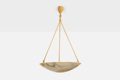 Diseñador francés, Lámpara colgante, Alabastro, Cuerda, Francia, años 30