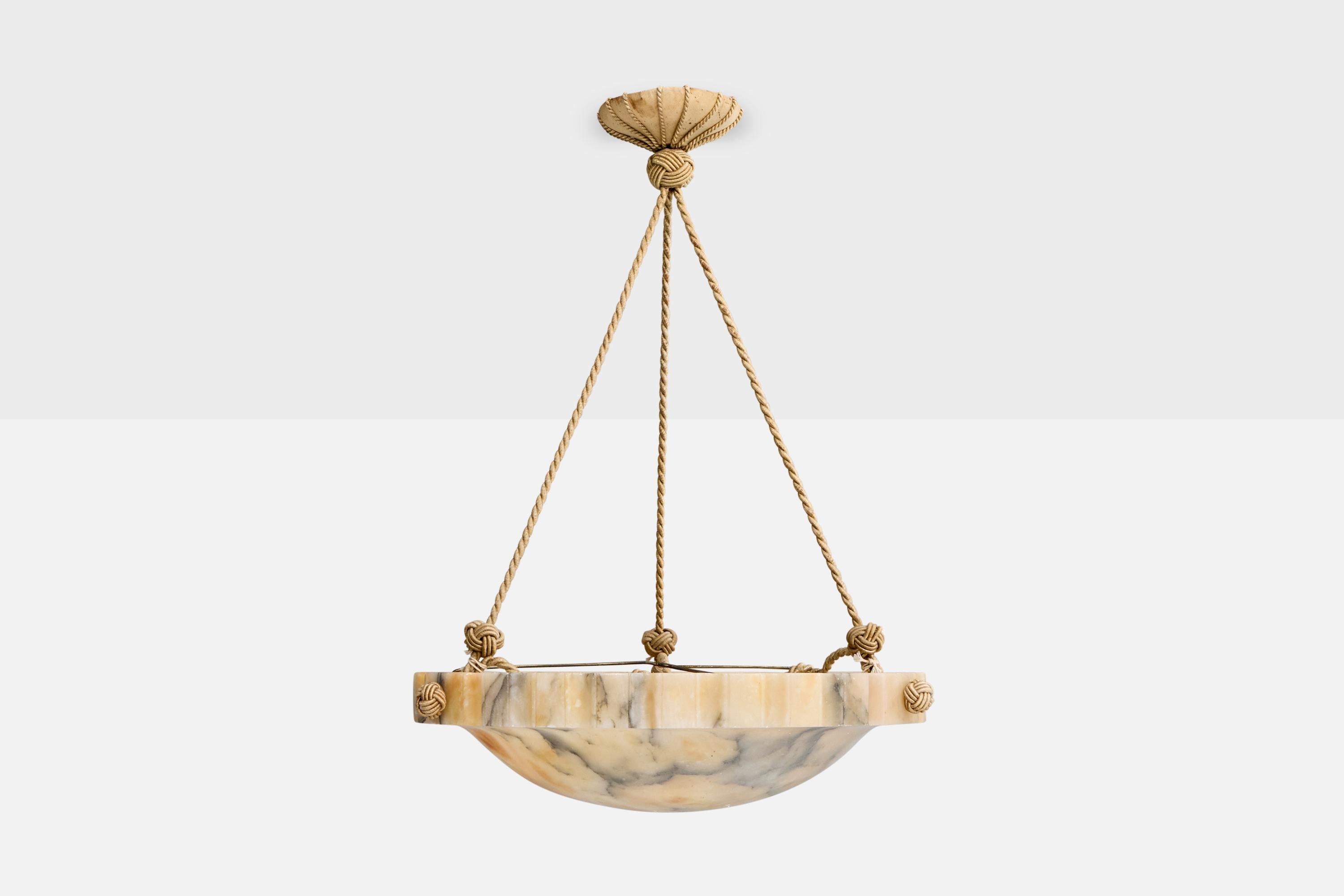 Français Designer français, Design-Light, albâtre, corde, France, années 1930