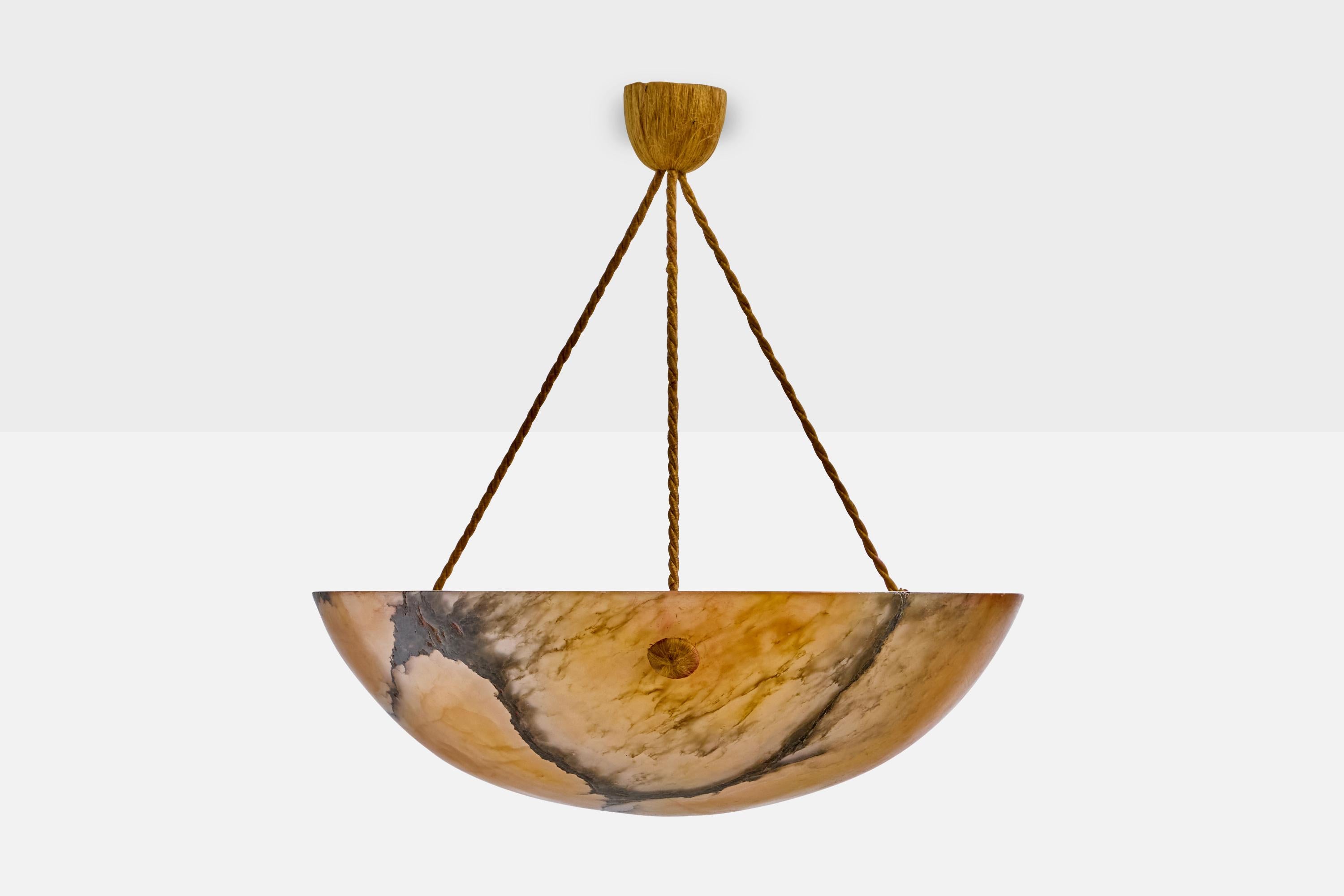 Mid-Century Modern Designer français, Design-Light, albâtre, corde, France, années 1930 en vente
