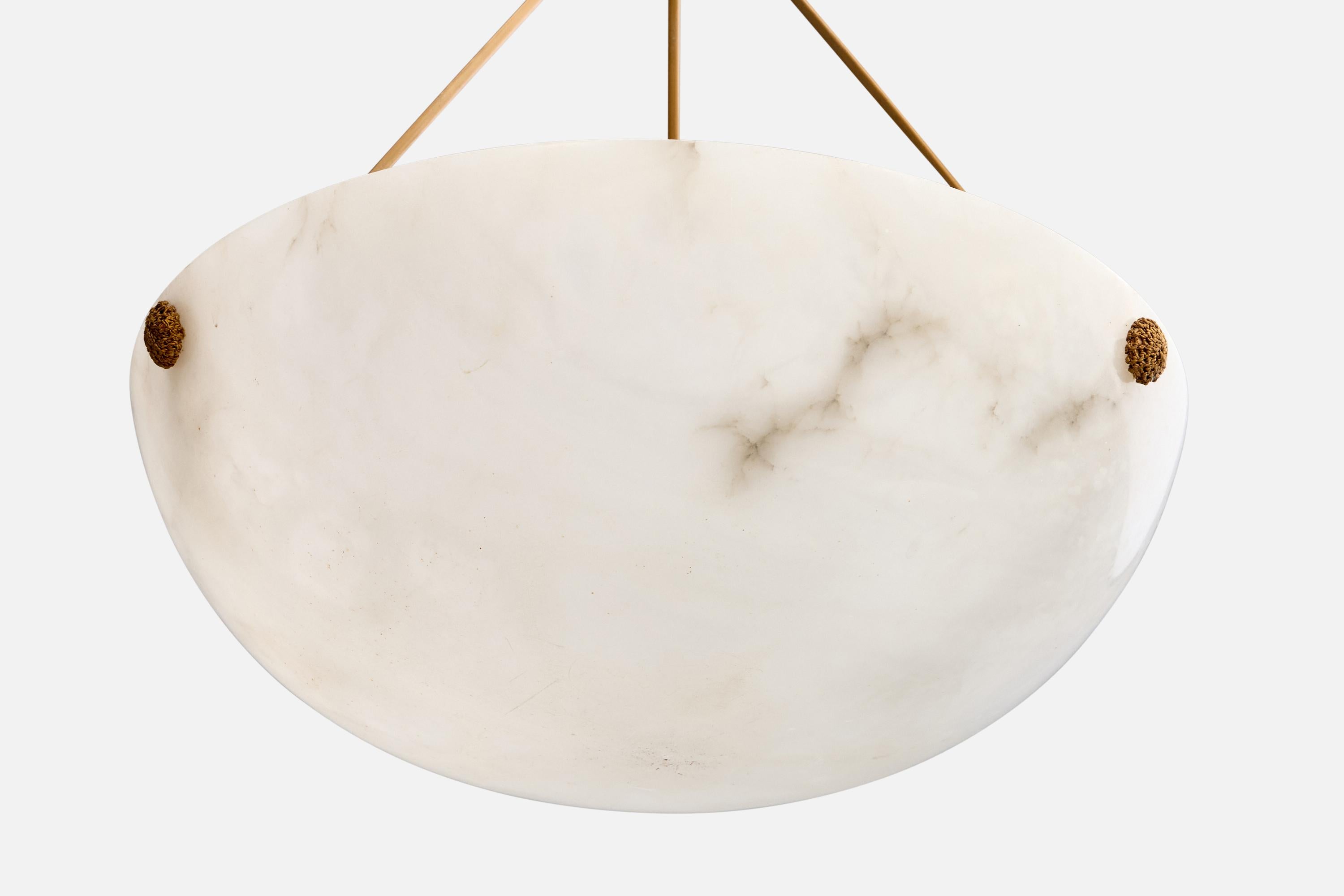 Designer francese, lampada a sospensione, alabastro, corda, Francia, anni '30 In condizioni buone in vendita a High Point, NC