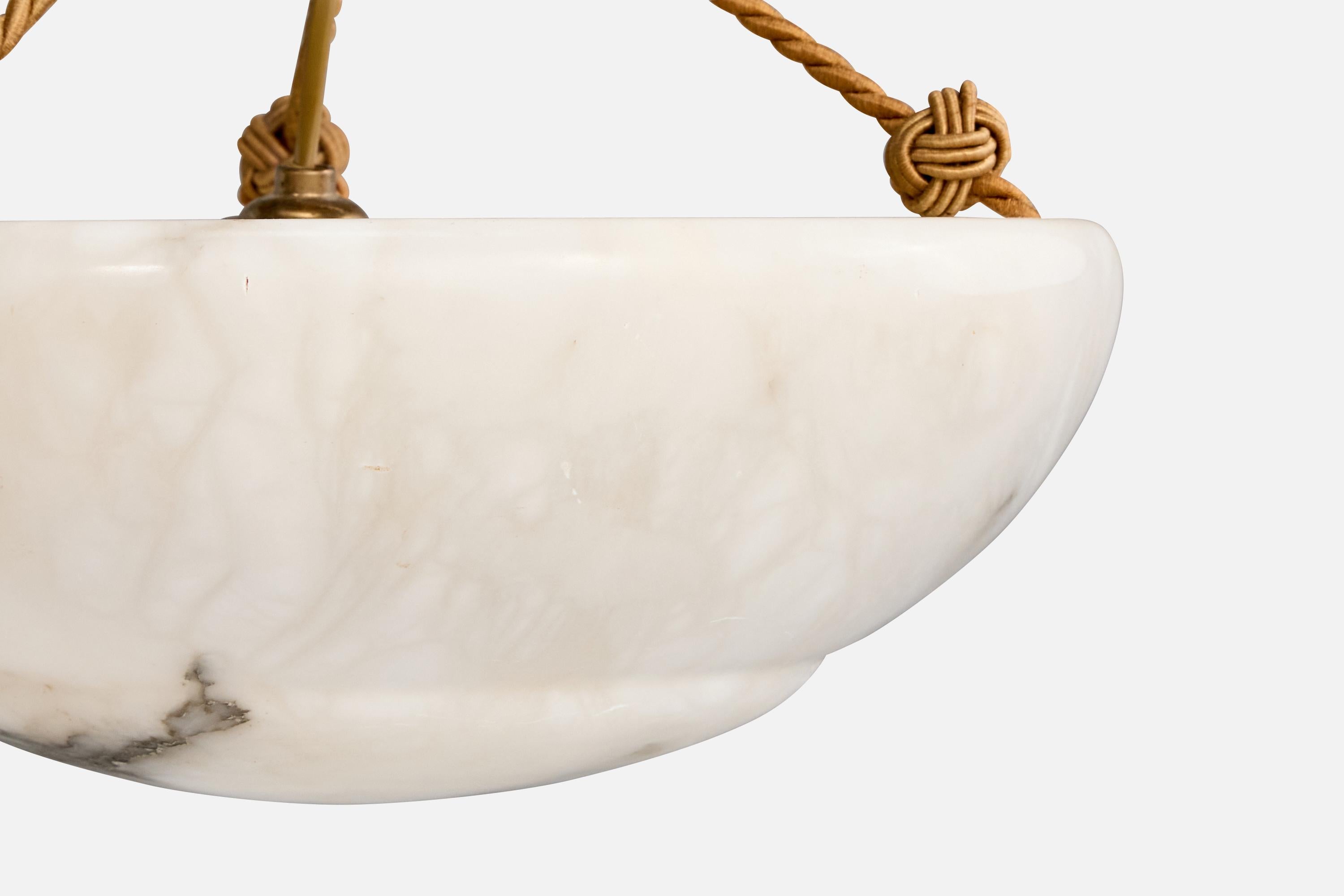 Milieu du XXe siècle Designer français, Design-Light, albâtre, corde, France, années 1930 en vente