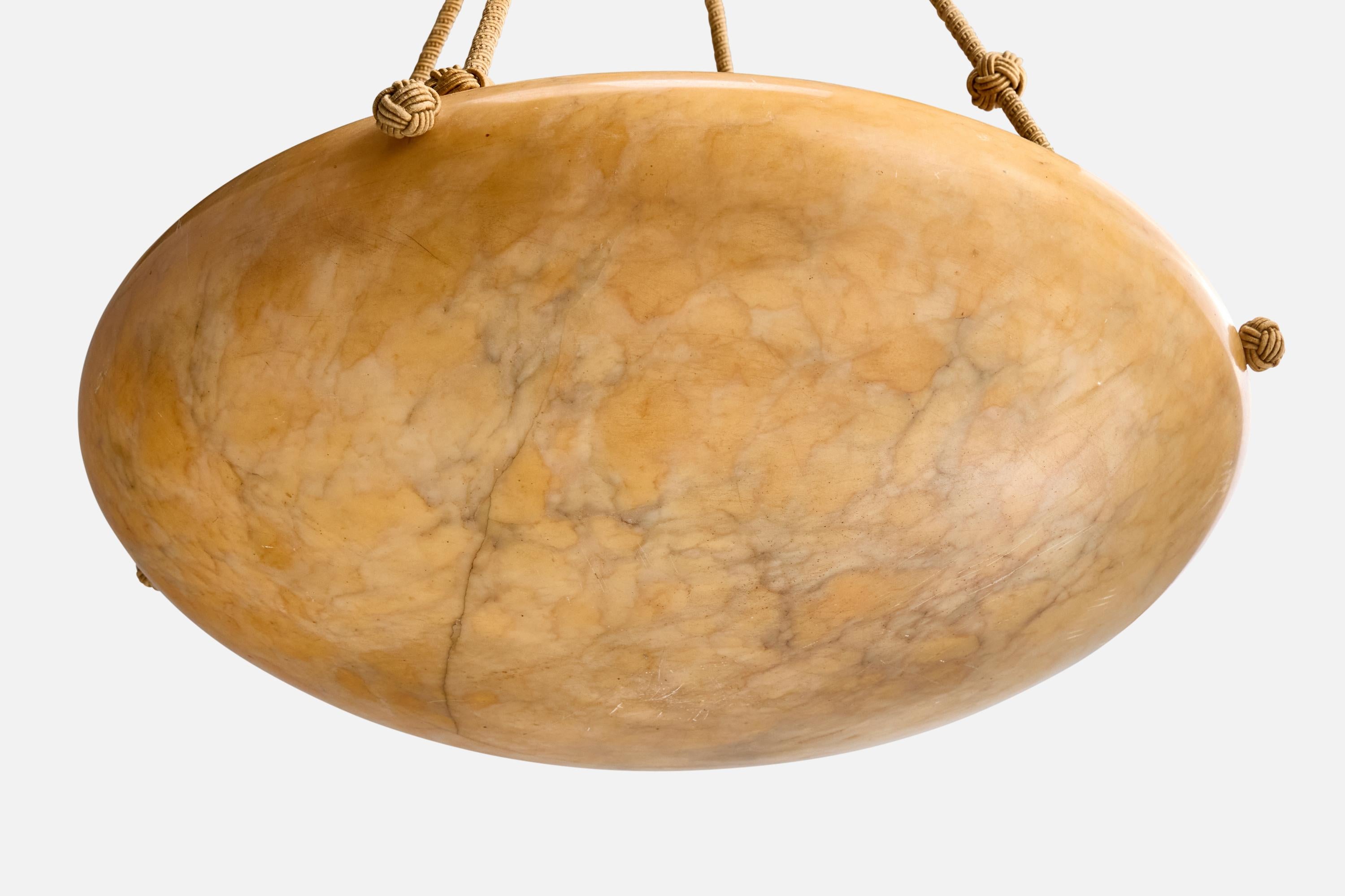 Corda Designer francese, lampada a sospensione, alabastro, corda, Francia, anni '30 in vendita