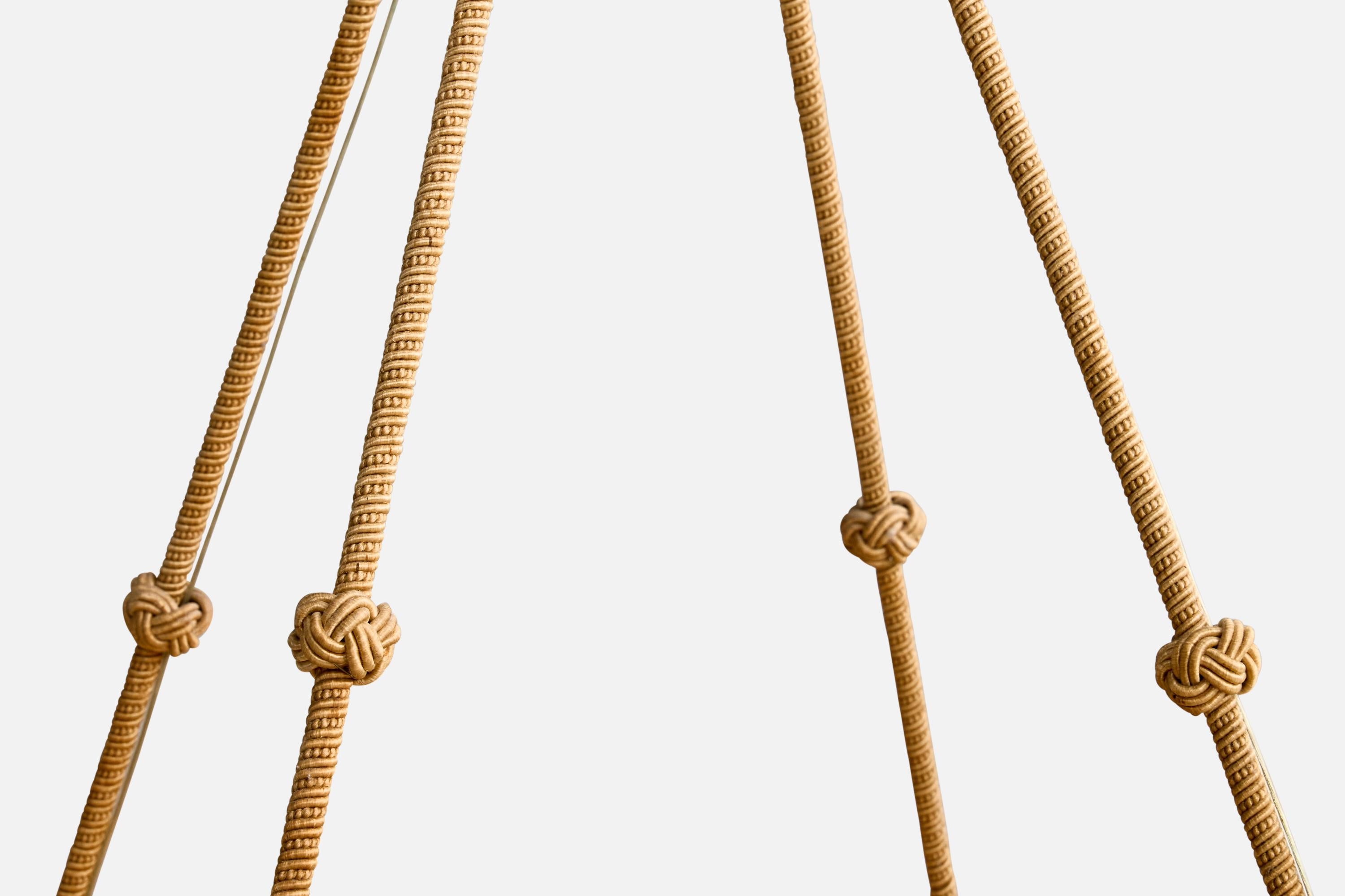 Designer francese, lampada a sospensione, alabastro, corda, Francia, anni '30 in vendita 3
