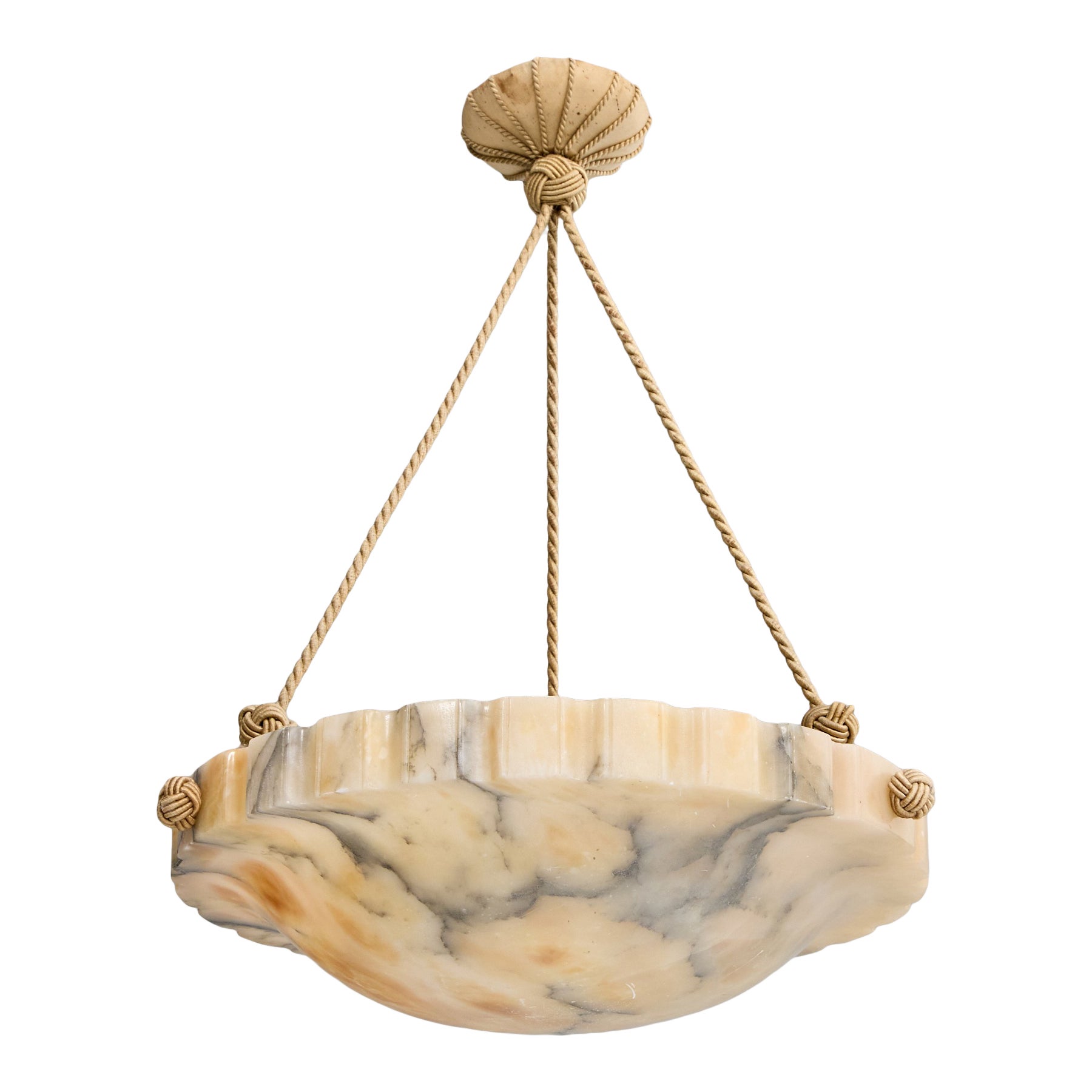 Designer français, Design-Light, albâtre, corde, France, années 1930