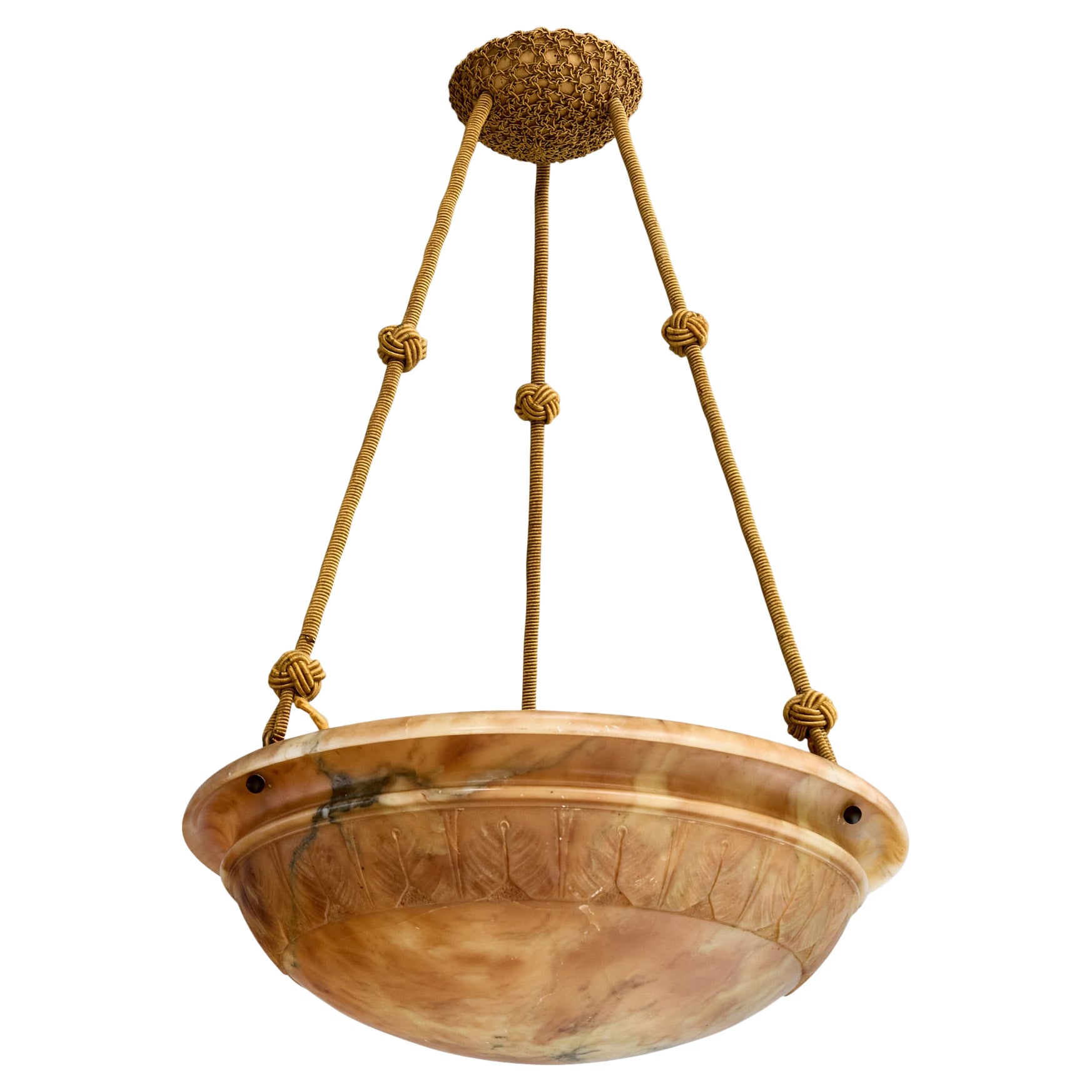 Designer français, Design-Light, albâtre, corde, France, années 1930