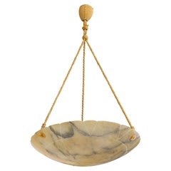 Diseñador francés, Lámpara colgante, Alabastro, Cuerda, Francia, años 30