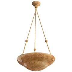 Diseñador francés, Lámpara colgante, Alabastro, Cuerda, Francia, años 30