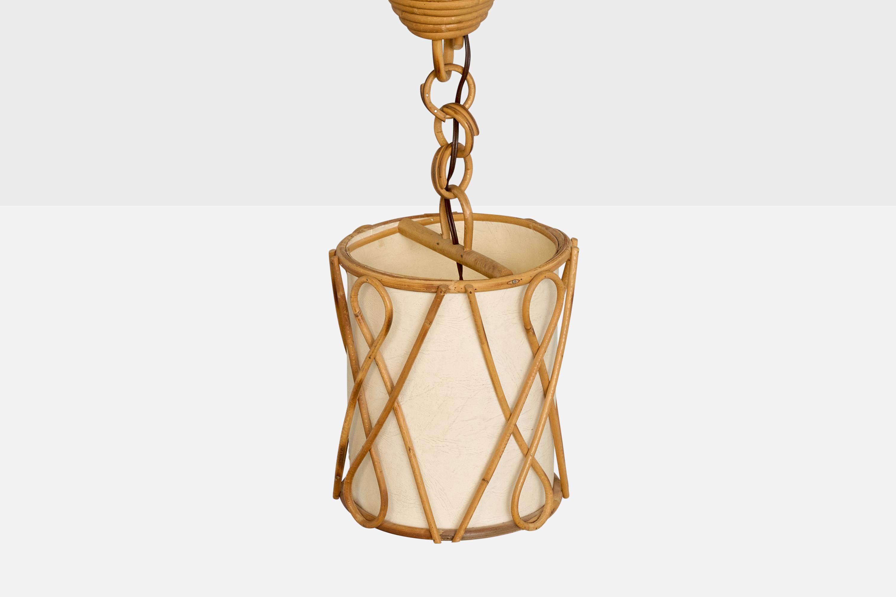 Late 20th Century French Designer, Pendant Light, Bamboo, Paper, France, 1970s For Sale