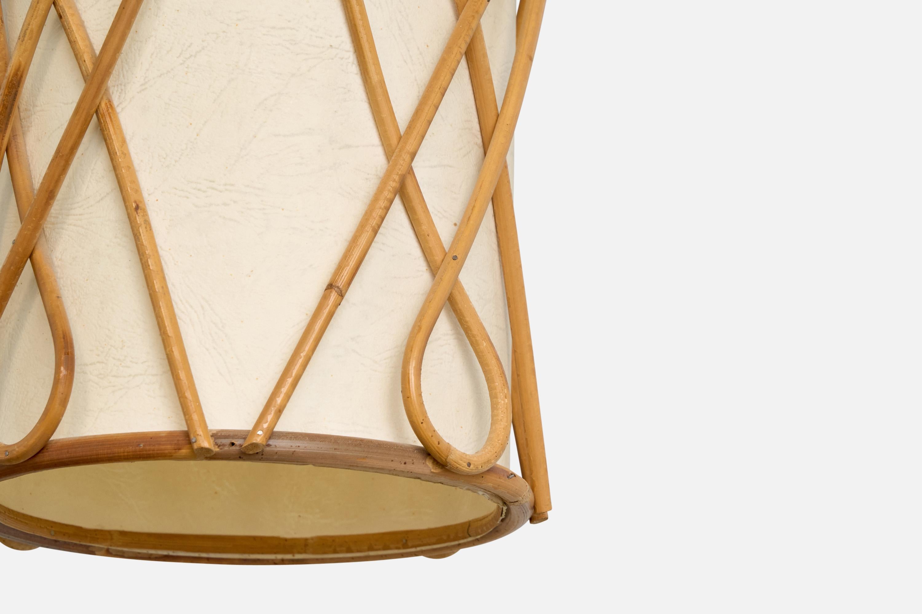French Designer, Pendant Light, Bamboo, Paper, France, 1970s For Sale 2