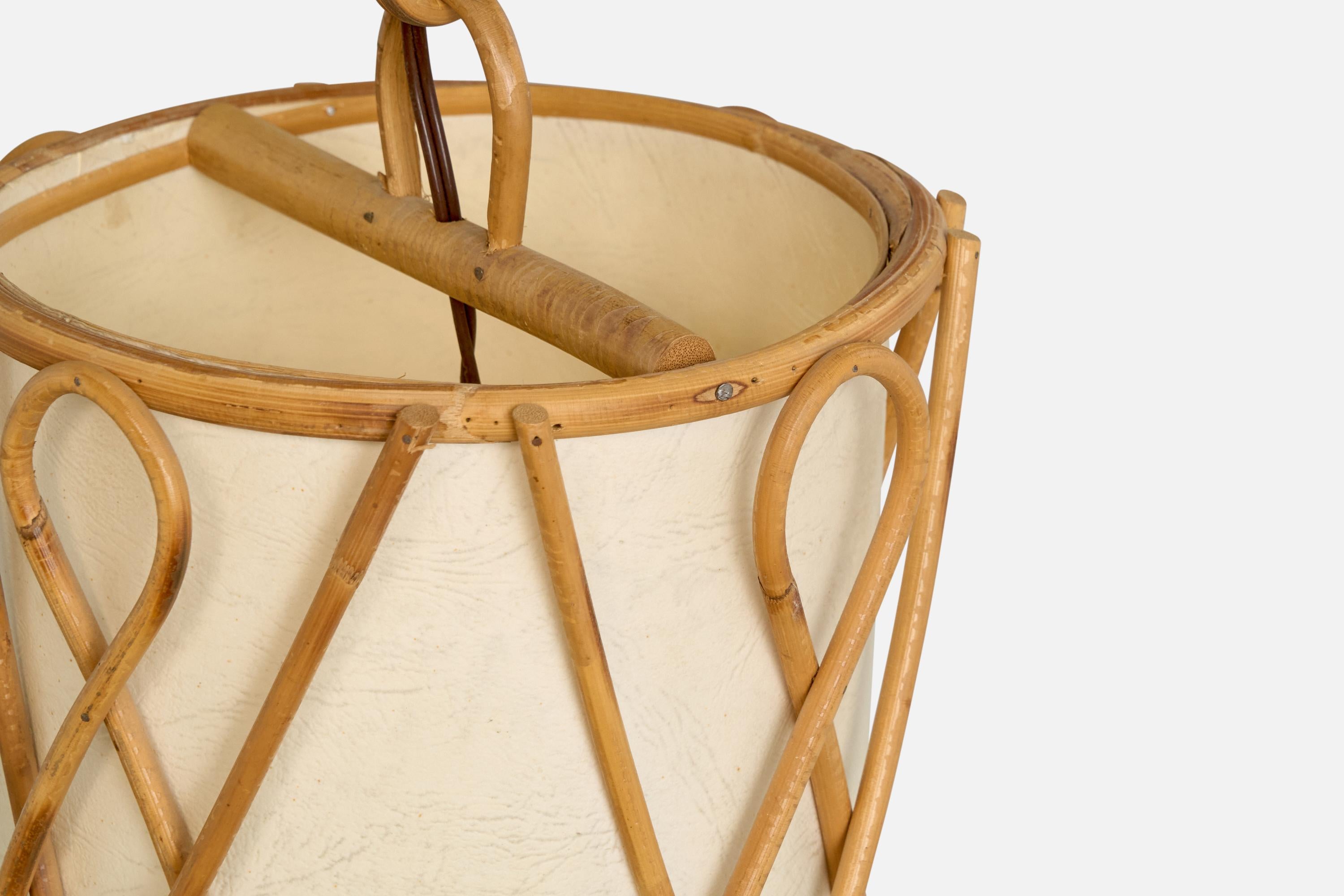 French Designer, Pendant Light, Bamboo, Paper, France, 1970s For Sale 3