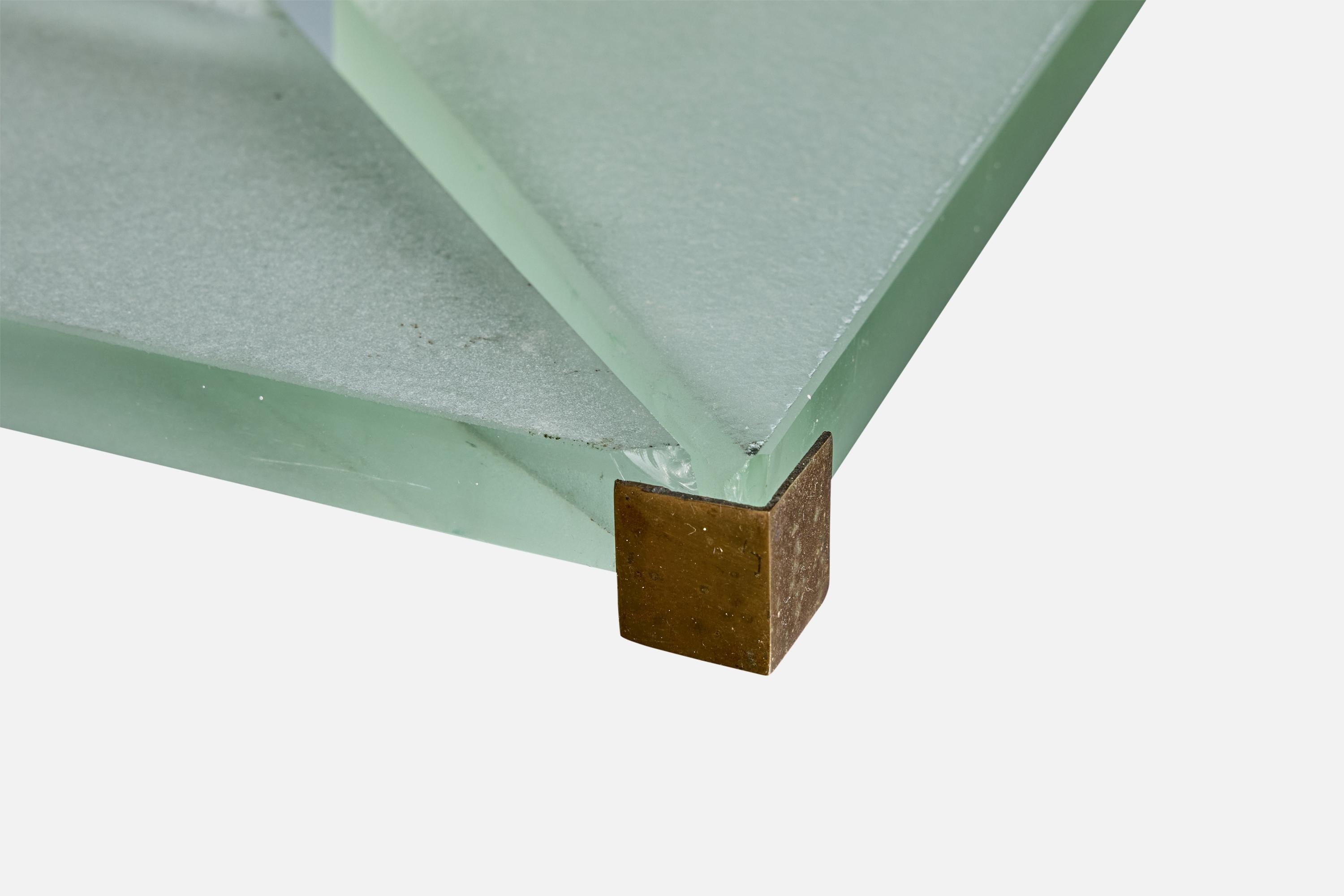 Designer francese, lampada a sospensione, ottone, vetro, Francia, anni '1930 in vendita 1