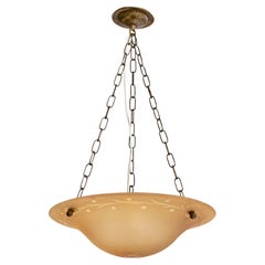 Diseñador francés, Lámpara colgante, Latón, Cristal, Francia, Años 1930