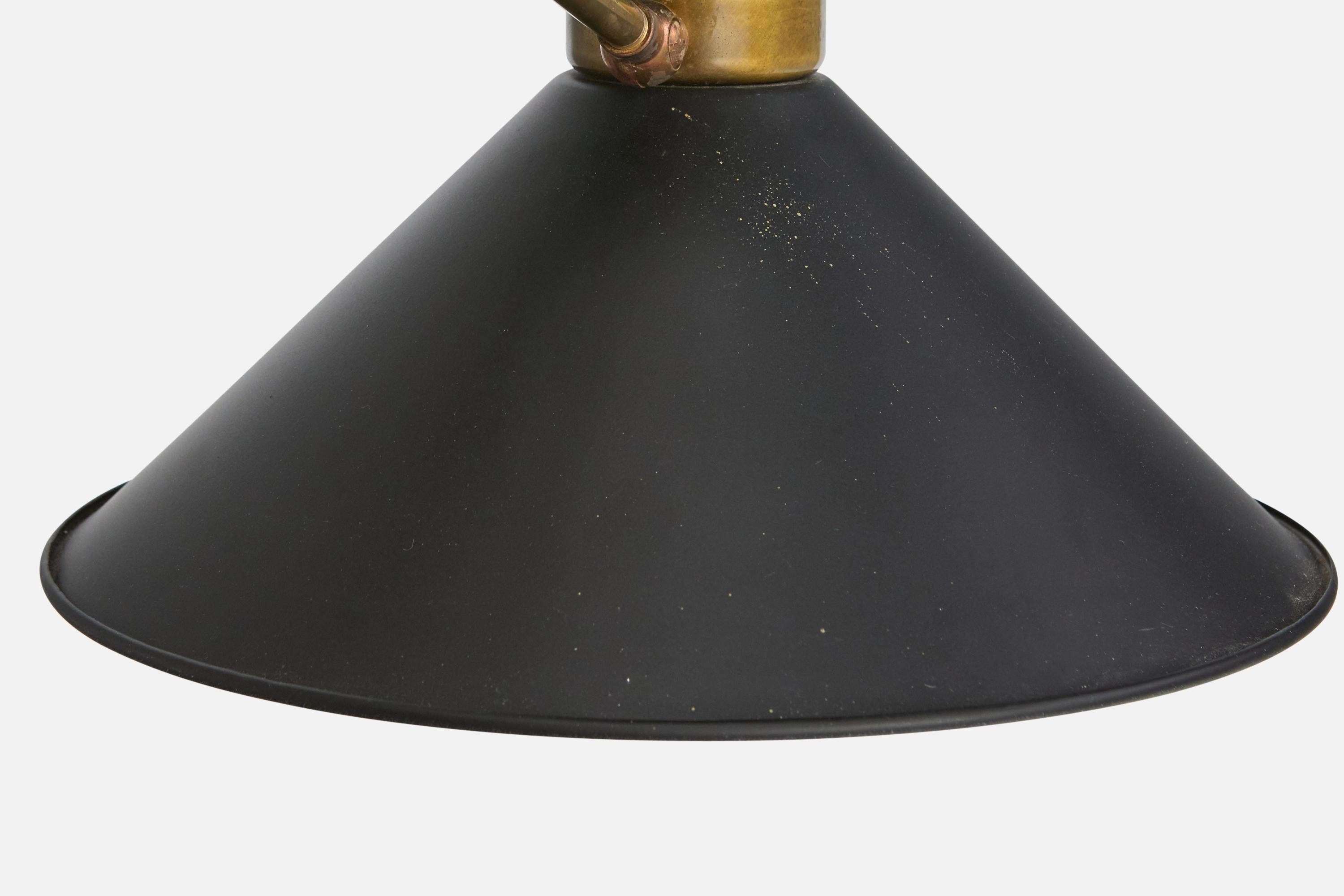 Metallo Designer francese, lampada a sospensione, ottone, metallo, Francia, anni '50 in vendita