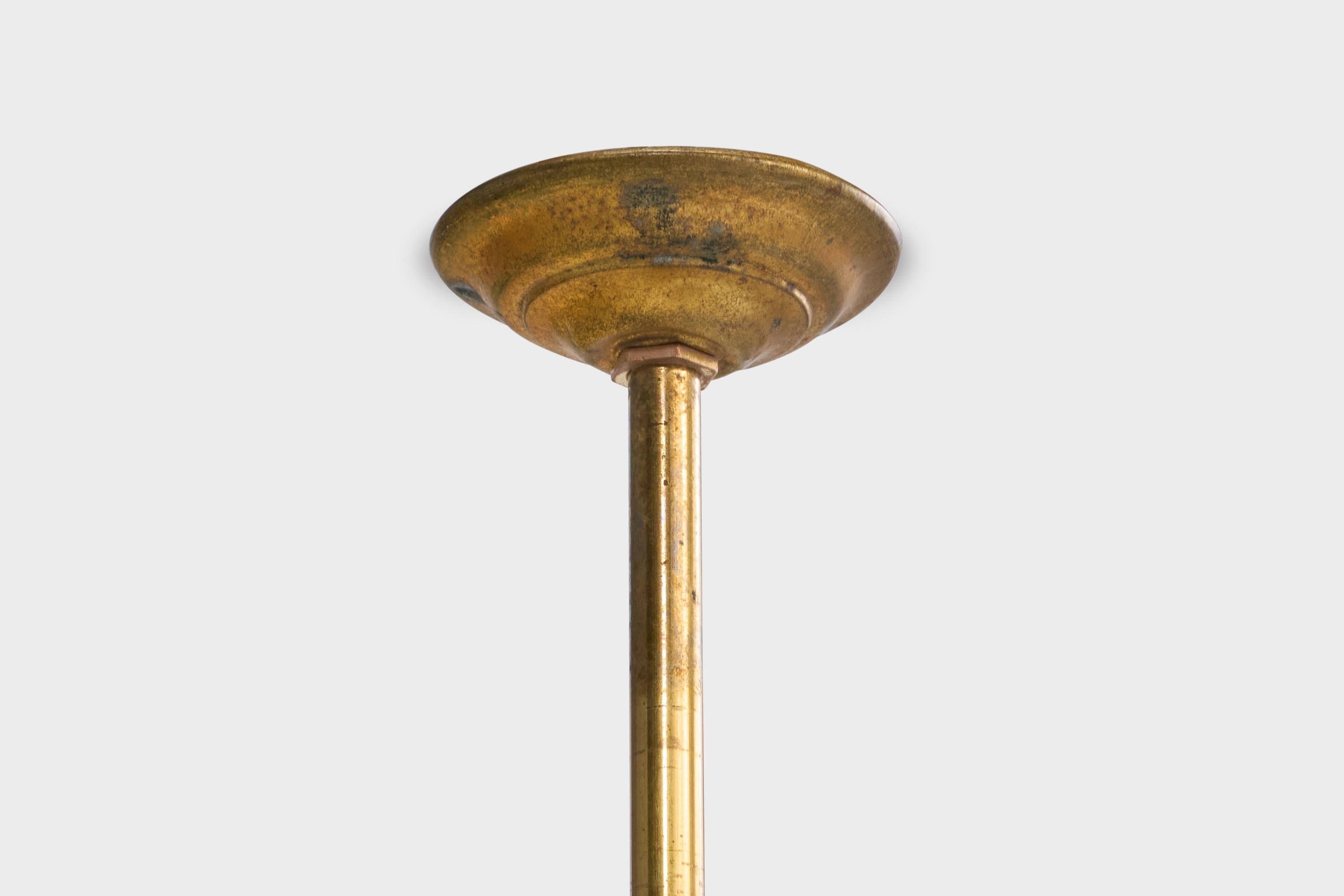 Designer francese, lampada a sospensione, ottone, metallo, Francia, anni '50 in vendita 2