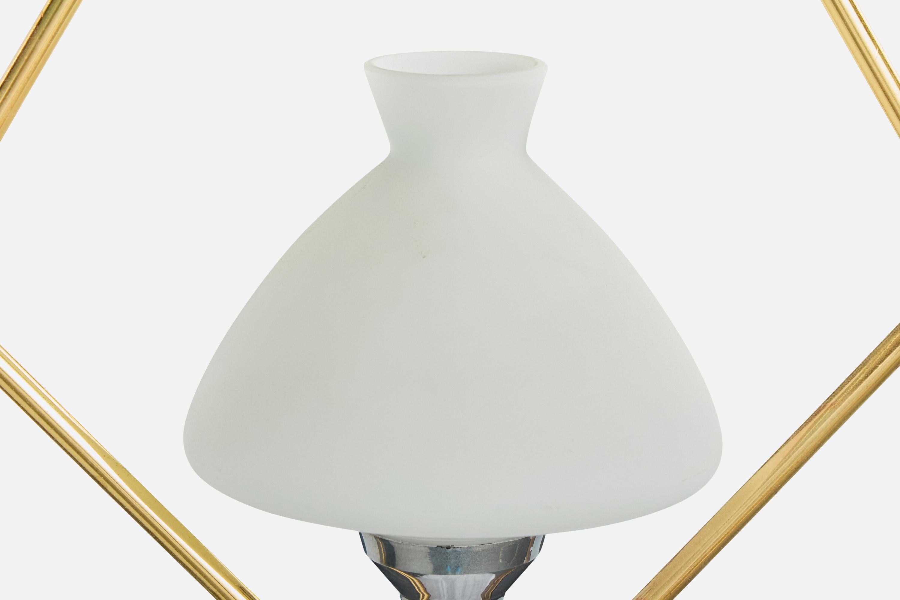 Diseñador francés, lámpara colgante, latón, metal, cristal, Francia, años 1960 Metal en venta