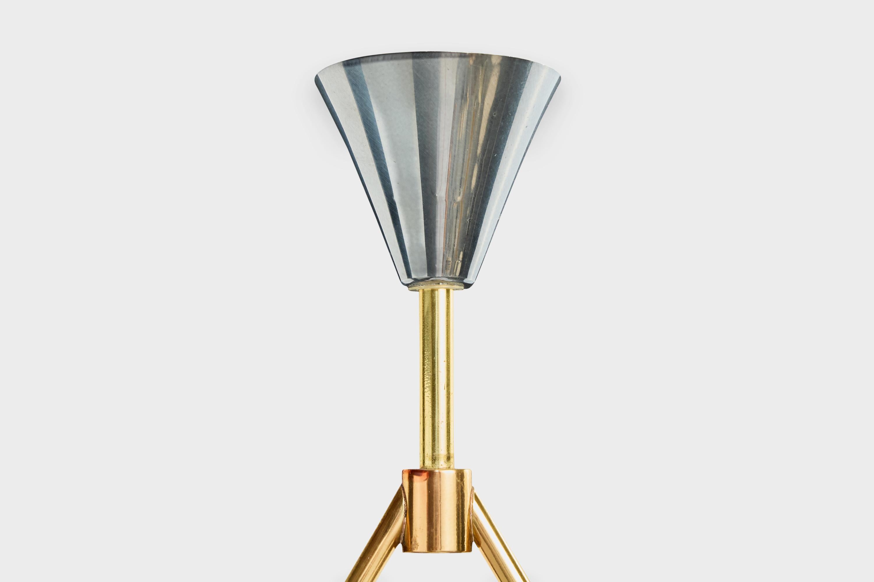 Diseñador francés, lámpara colgante, latón, metal, cristal, Francia, años 1960 en venta 2