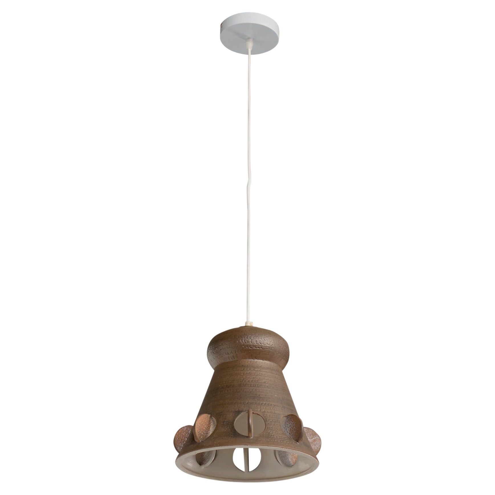 French Designer, Pendant Light, Glass, Wood, France, 1960s For Sale at ...