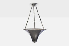French Designer, Pendant Light, Chrome, France, 1930s