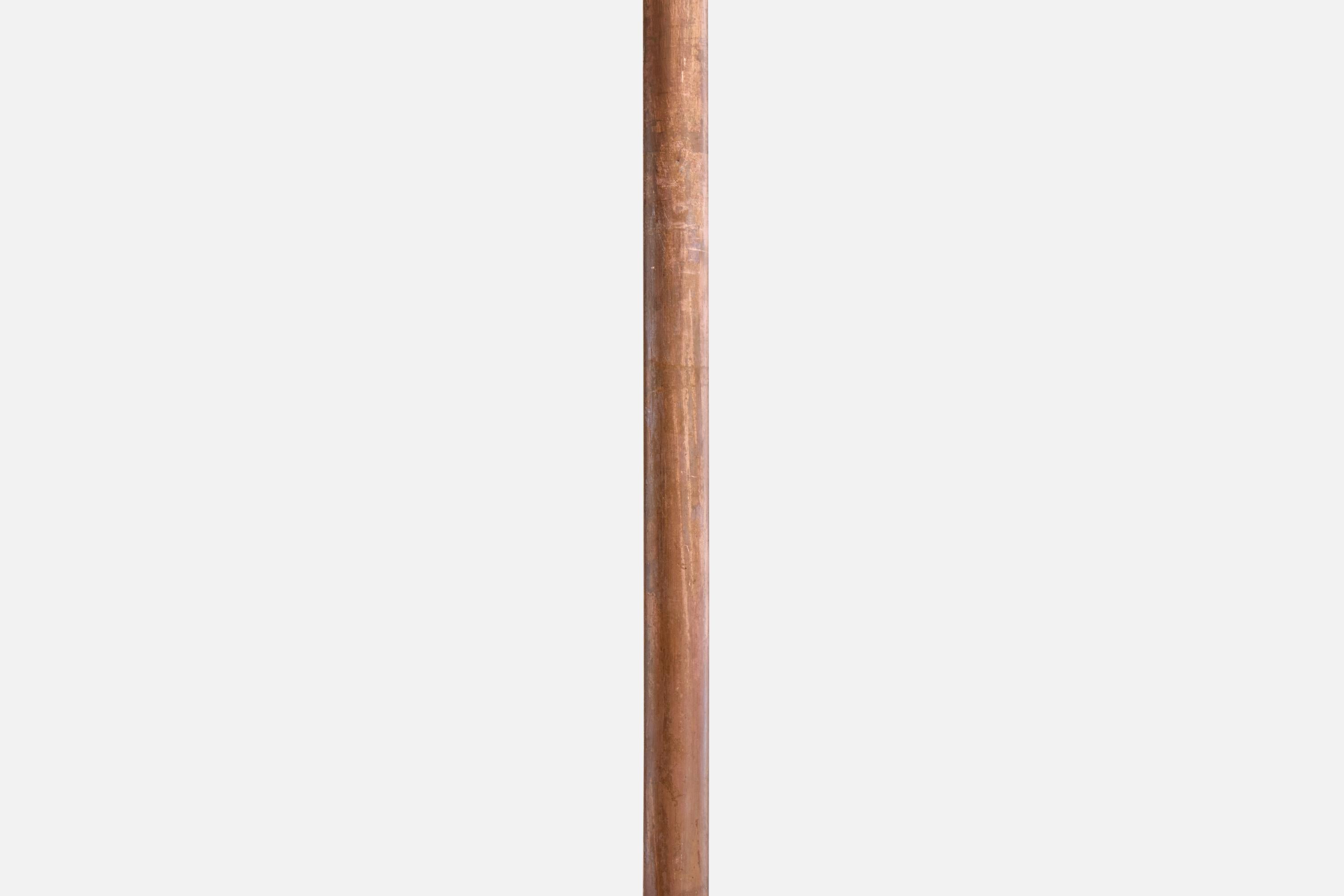Metà XX secolo Designer francese, lampada a sospensione, rame, vetro, Francia, anni '30 in vendita