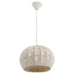 Vintage French Designer, Pendant Light, Fabric, France, 1950s