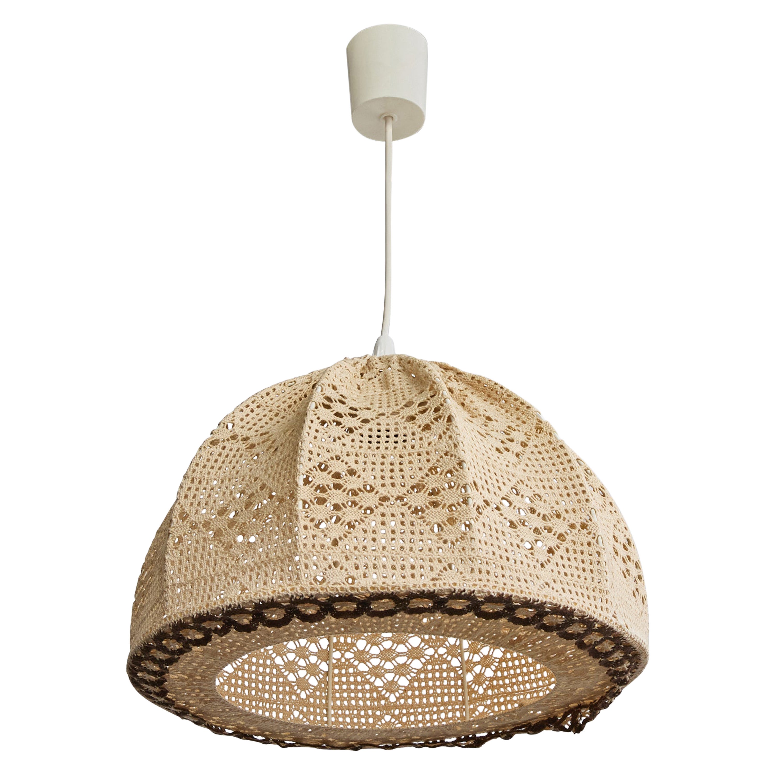 French Designer, Pendant Light, Fabric, France, 1960s