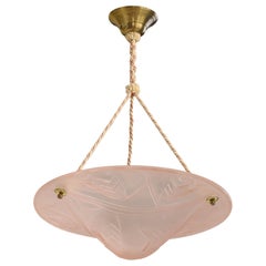 Diseñador francés, Lámpara colgante, Cristal, Latón, Cuerda, Francia, Años 30