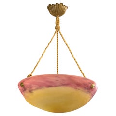 Diseñador francés, Lámpara colgante, Cristal, Latón, Cuerda, Francia, Años 30