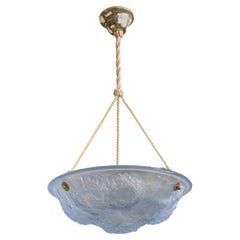 Designer francese, lampada a sospensione, vetro, metallo, corda, Francia, anni '30