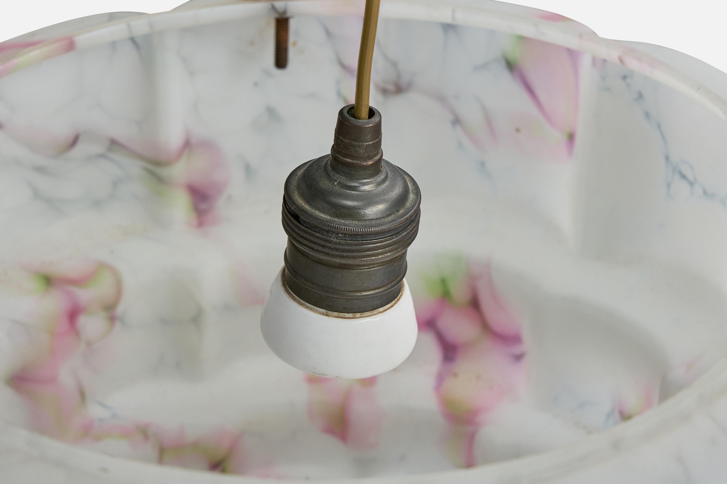 Designer francese, lampada a sospensione, vetro, corda, ottone, Francia, anni '30 in vendita 1