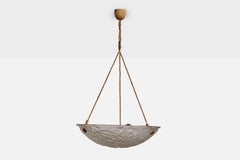French Designer, Pendant Light, Glass, Rope, France, 1930s