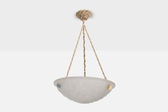 Französische Designerin, Pendelleuchte, Glas, Seil, Frankreich, 1930er Jahre