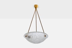 Designer francese, lampada a sospensione, vetro, corda, Francia, anni '30