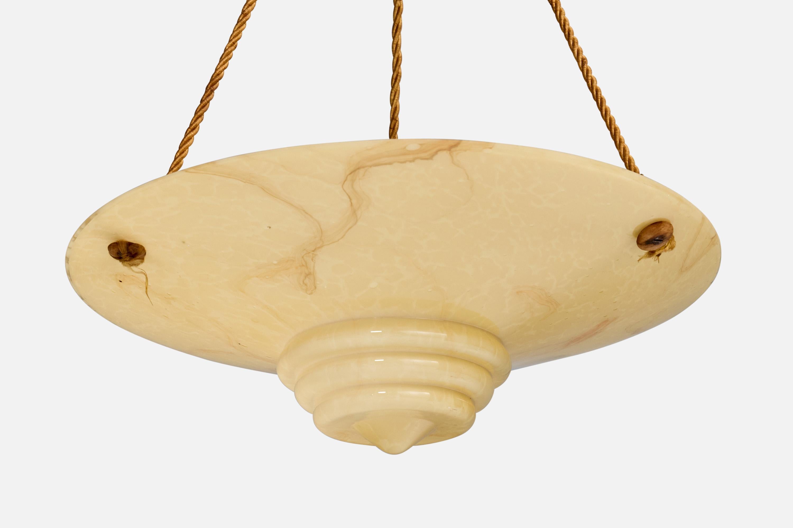 Designer francese, lampada a sospensione, vetro, corda, Francia, anni '30 In condizioni buone in vendita a High Point, NC