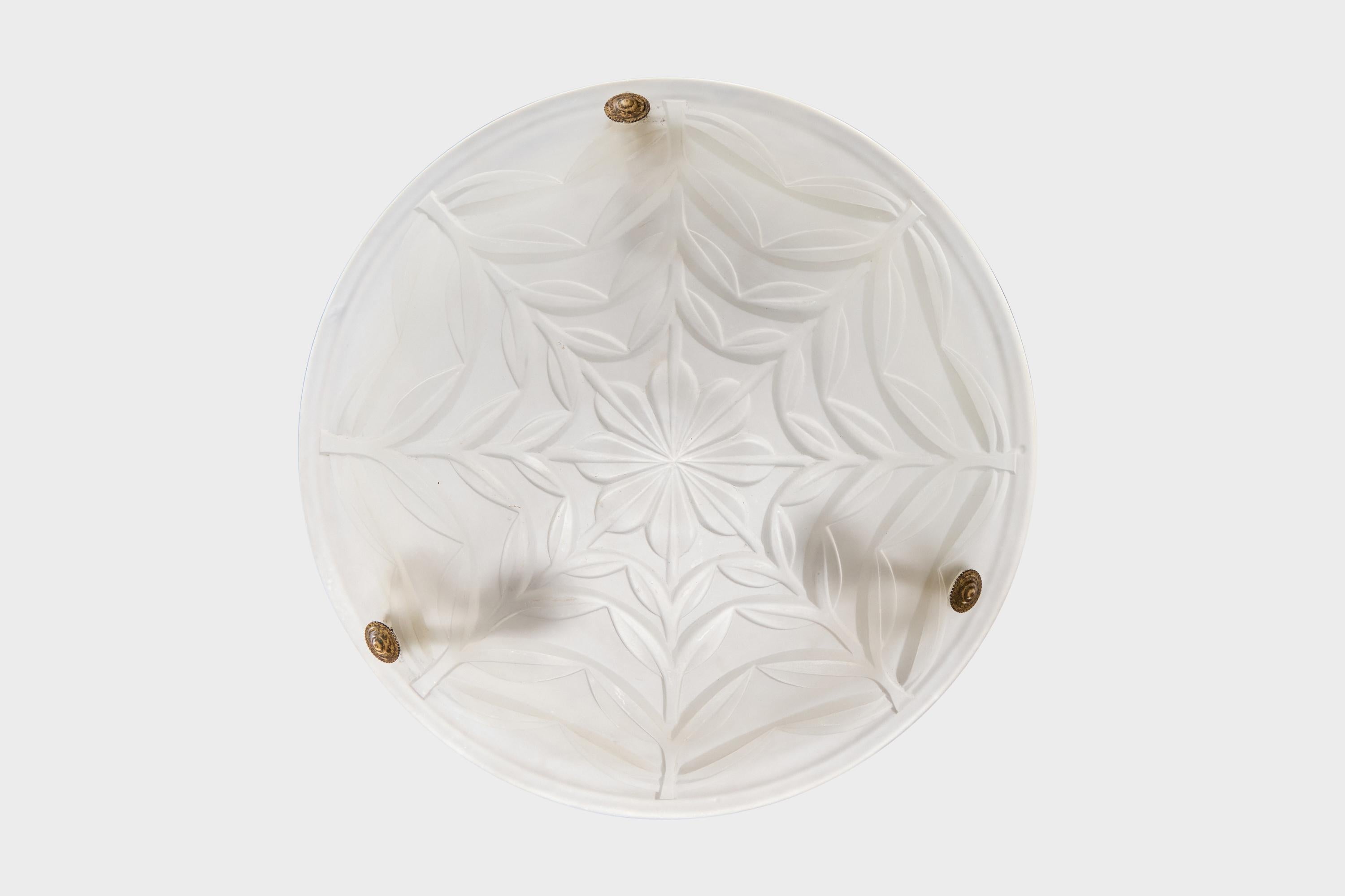 Francese Designer francese, lampada a sospensione, vetro, corda, Francia, anni '30 in vendita