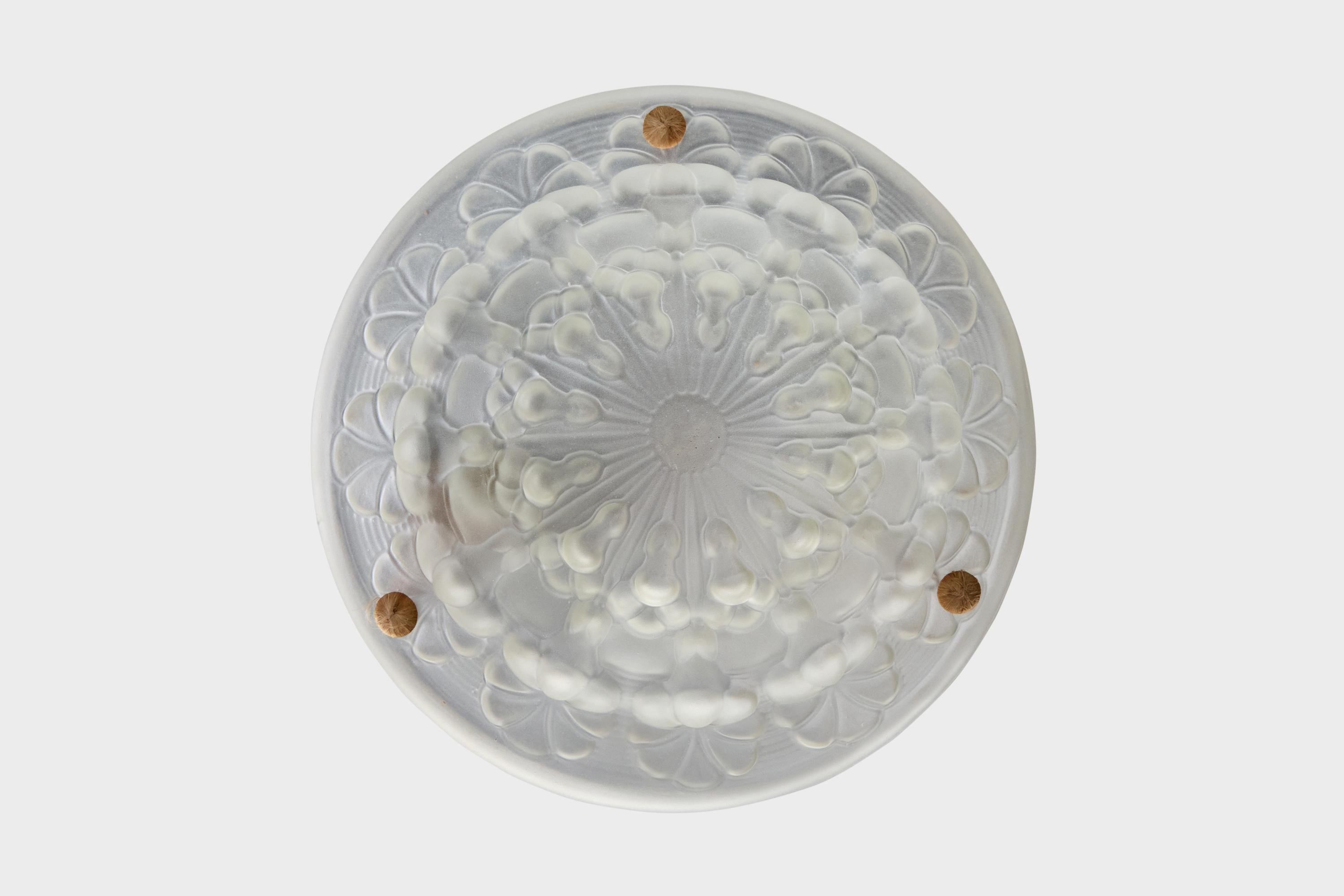 French Designer, Pendant Light, Glass, Rope, France, 1930s In Good Condition For Sale In High Point, NC