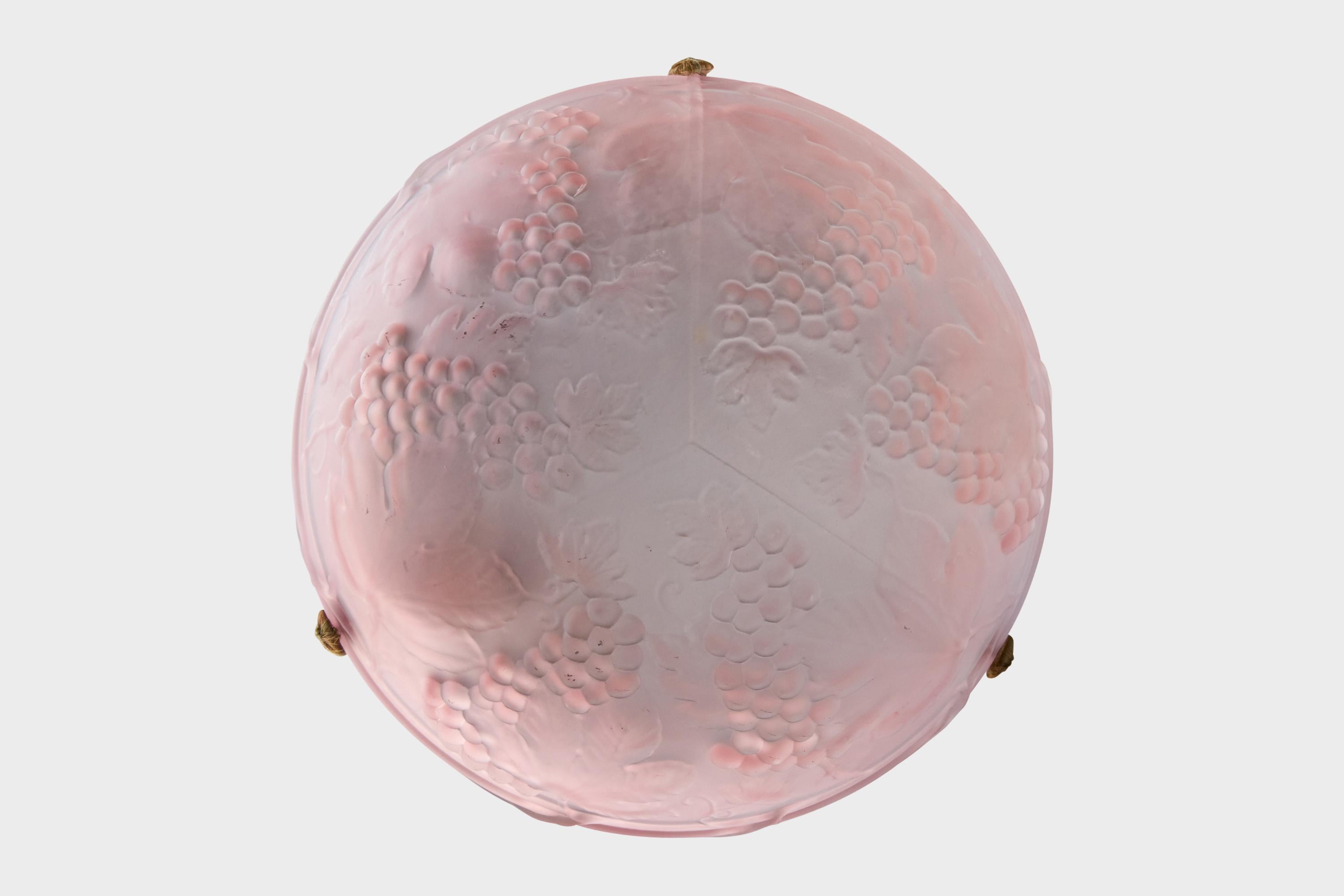 Francese Designer francese, lampada a sospensione, vetro, corda, Francia, anni '1930 in vendita