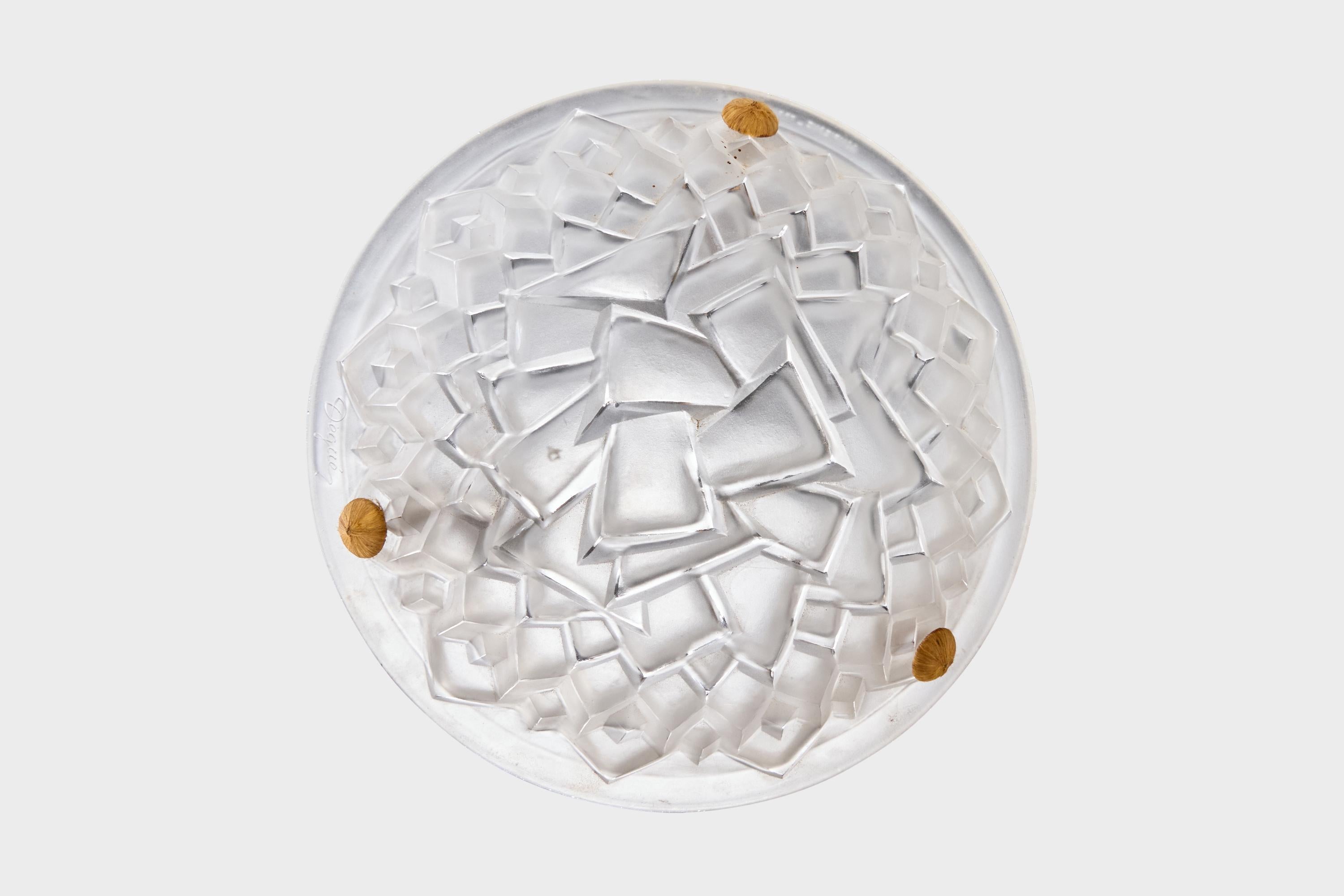 Metà XX secolo Designer francese, lampada a sospensione, vetro, corda, Francia, anni '1930 in vendita