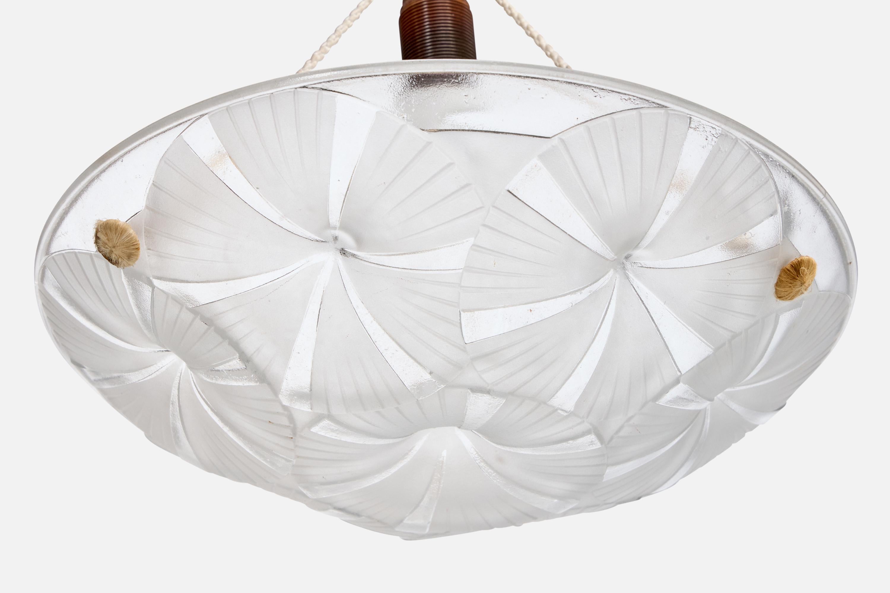 Corda Designer francese, lampada a sospensione, vetro, corda, Francia, anni '30 in vendita